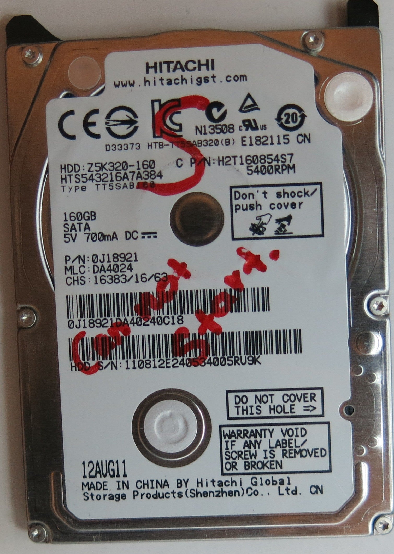 HTS543216A7A384 PN 0J18921 MLC DA4024 220 0A90269 01 PCB