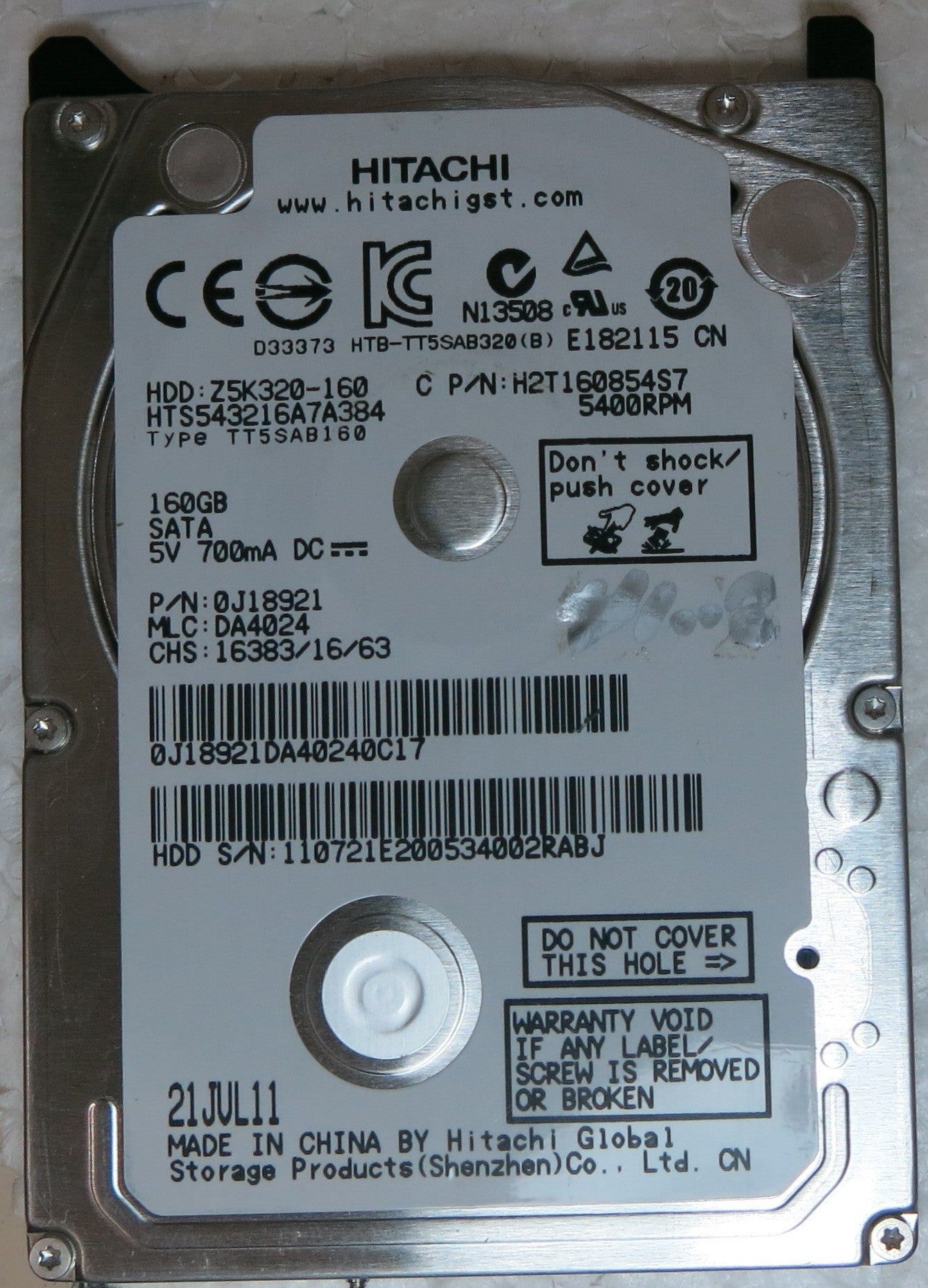 HTS543216A7A384, PN, MLC DA4024 220 0A90269 01 PCB