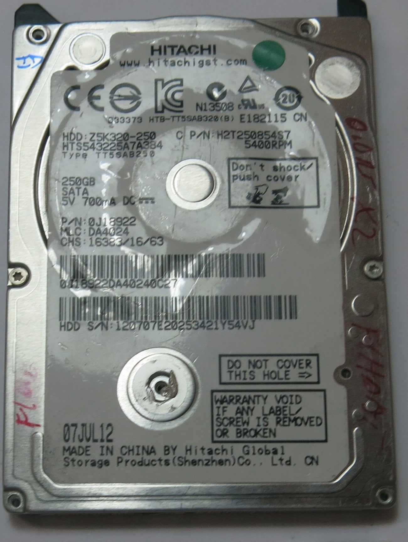 HTS543225A7A384 0J188922 MLC  220 0A90269 01  PCB