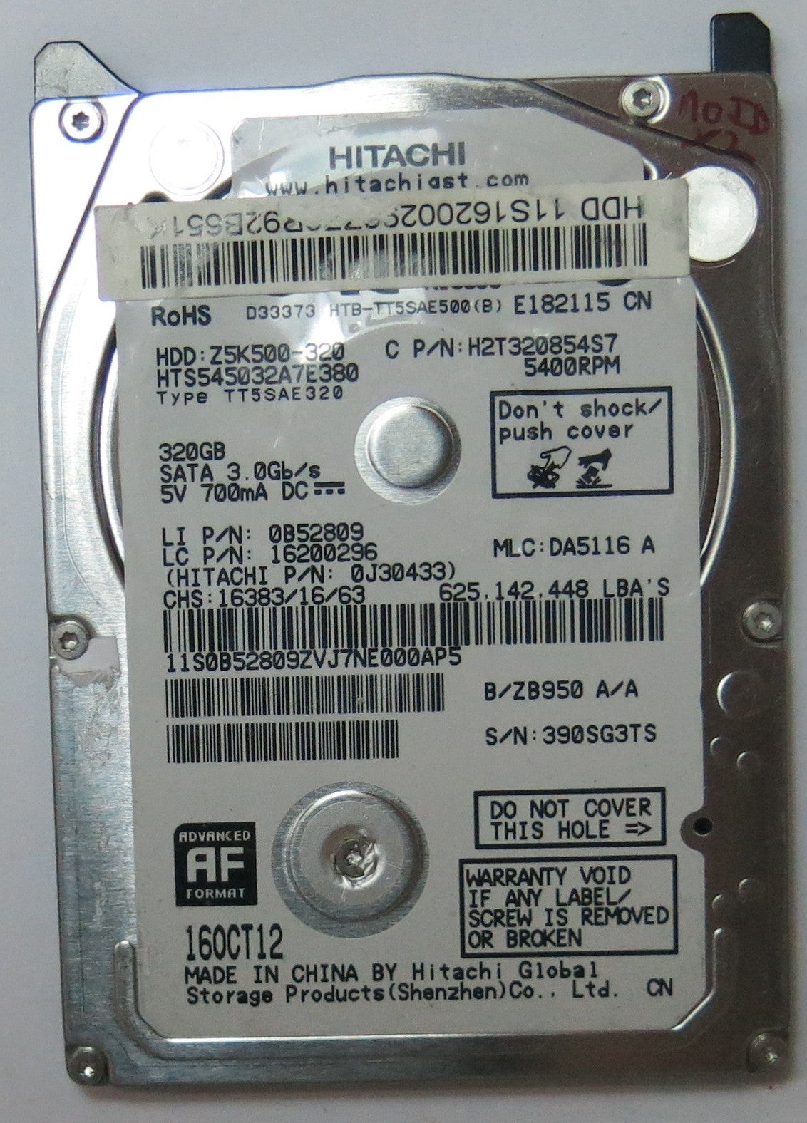 HTS545032A7E380 MLC 0B52809 220 0A90351 01 PCB
