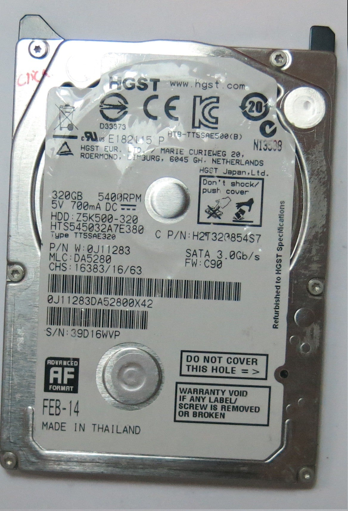 HTS545032A7E380 MLC 0J11283 220 0A90351 01 PCB