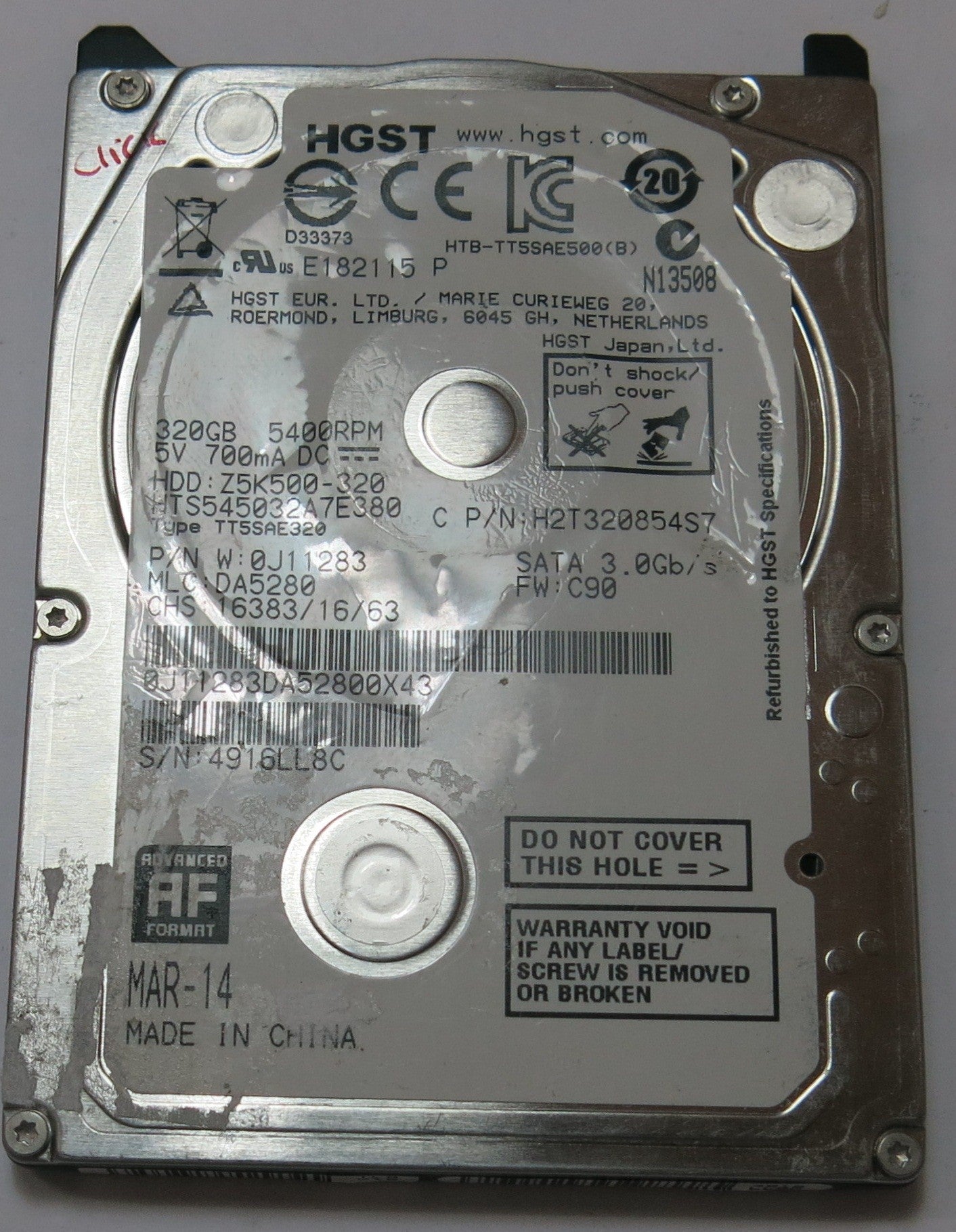 HTS545032A7E380 MLC 0J1183  220 0A90351 01  PCB