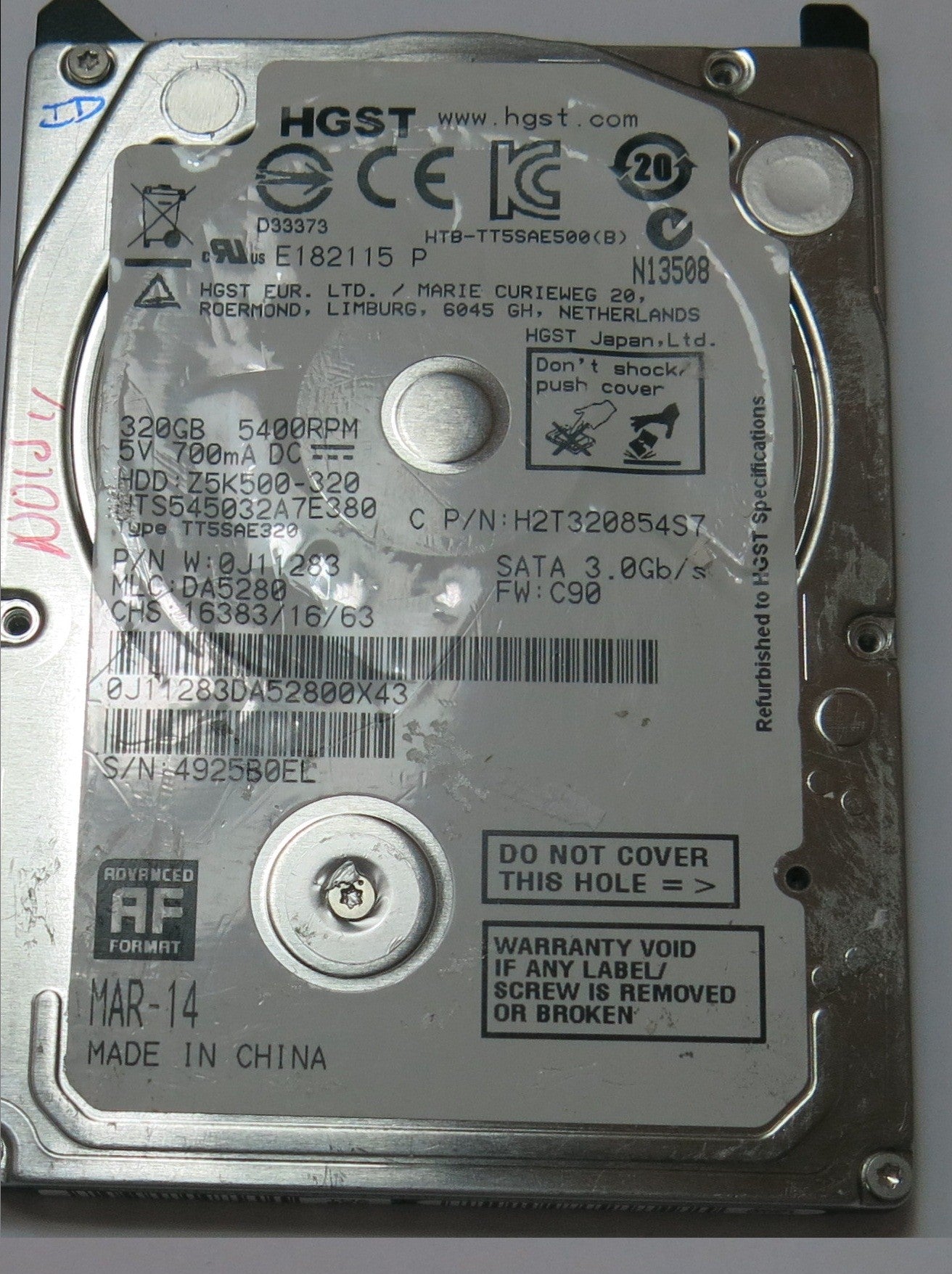 HTS545032A7E380 MLC HST3203272S7  220 0A90351 01,  PCB