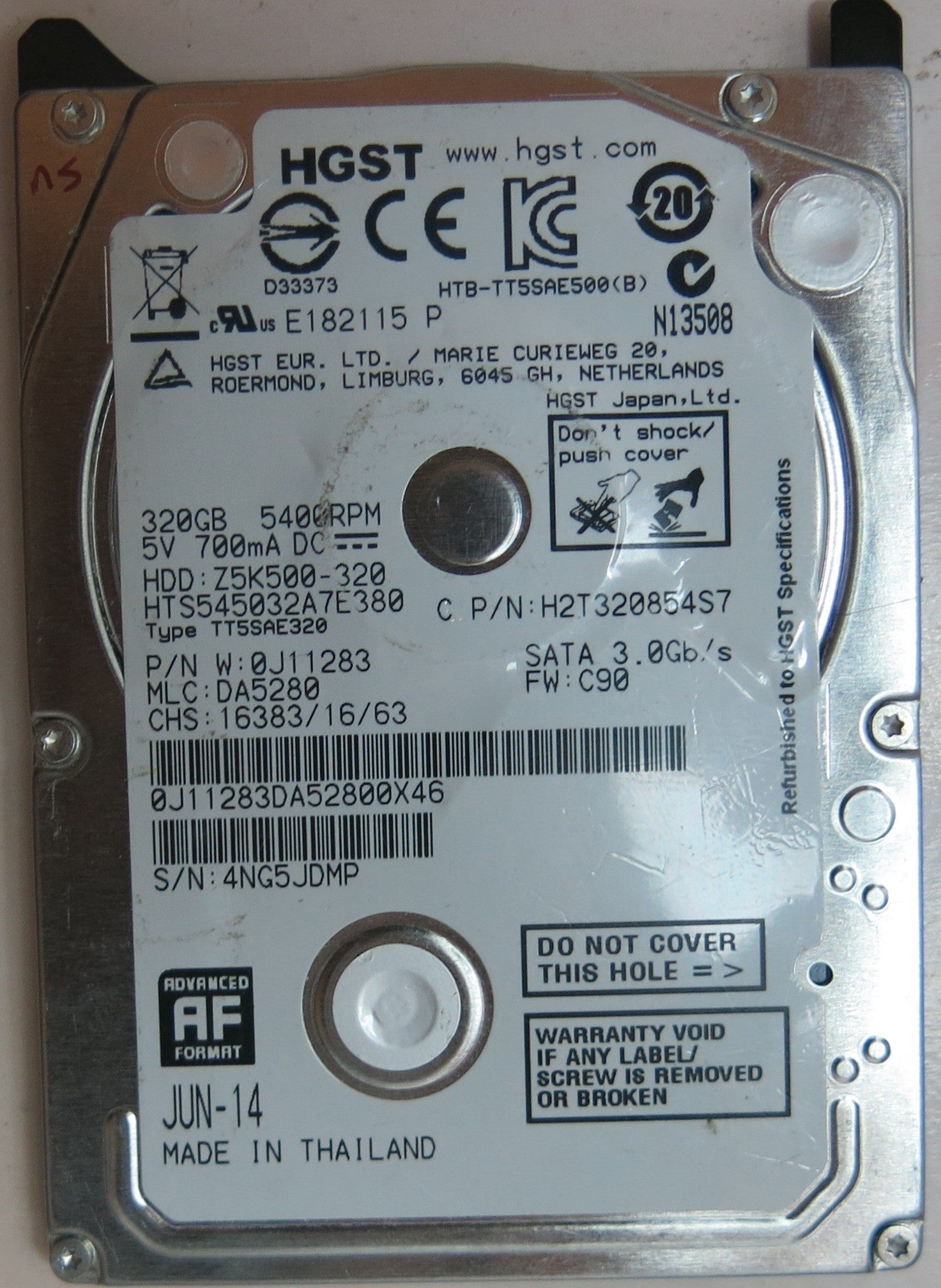HTS545032A7E380, PN 0J11283, MLC DA5280, 220 0A90351 01 PCB