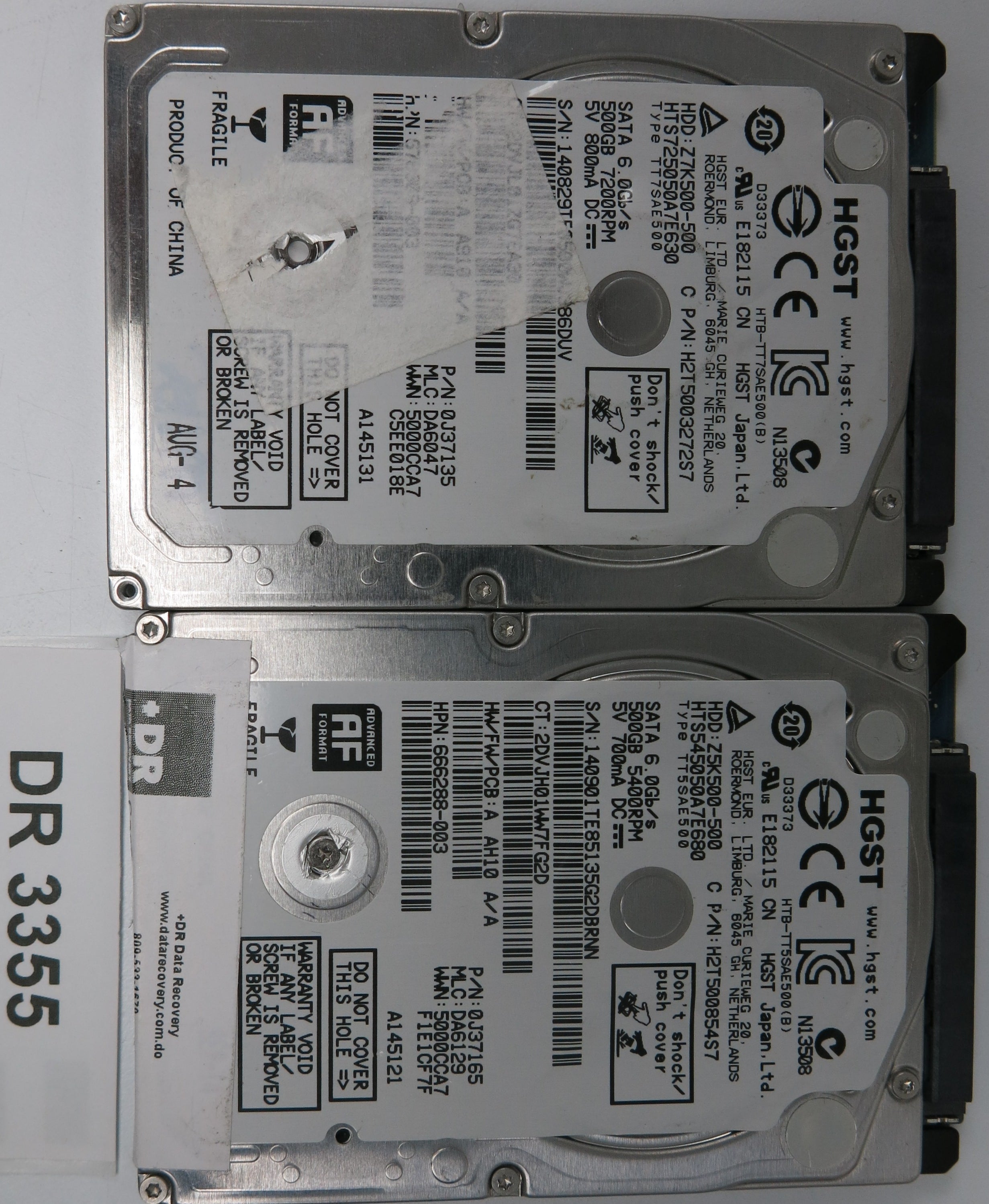 HTS545050A7E680, Serial Number: 140901TE85135G2DBRNN, P/N: 0J37165, MLC: DA6129, 500GB 3.5, PCB: 220 0A90351 01