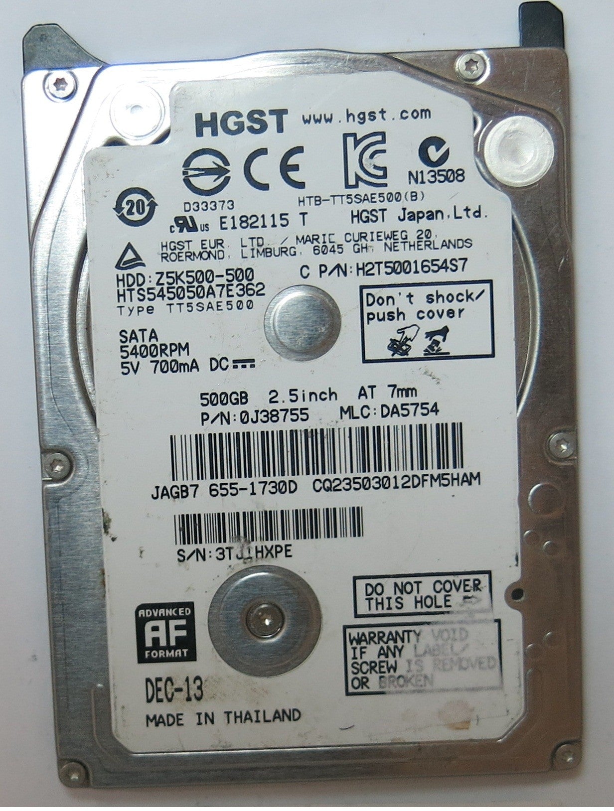 HTS545050AE362 MLC 0J38755 220 0A90350 01 PCB