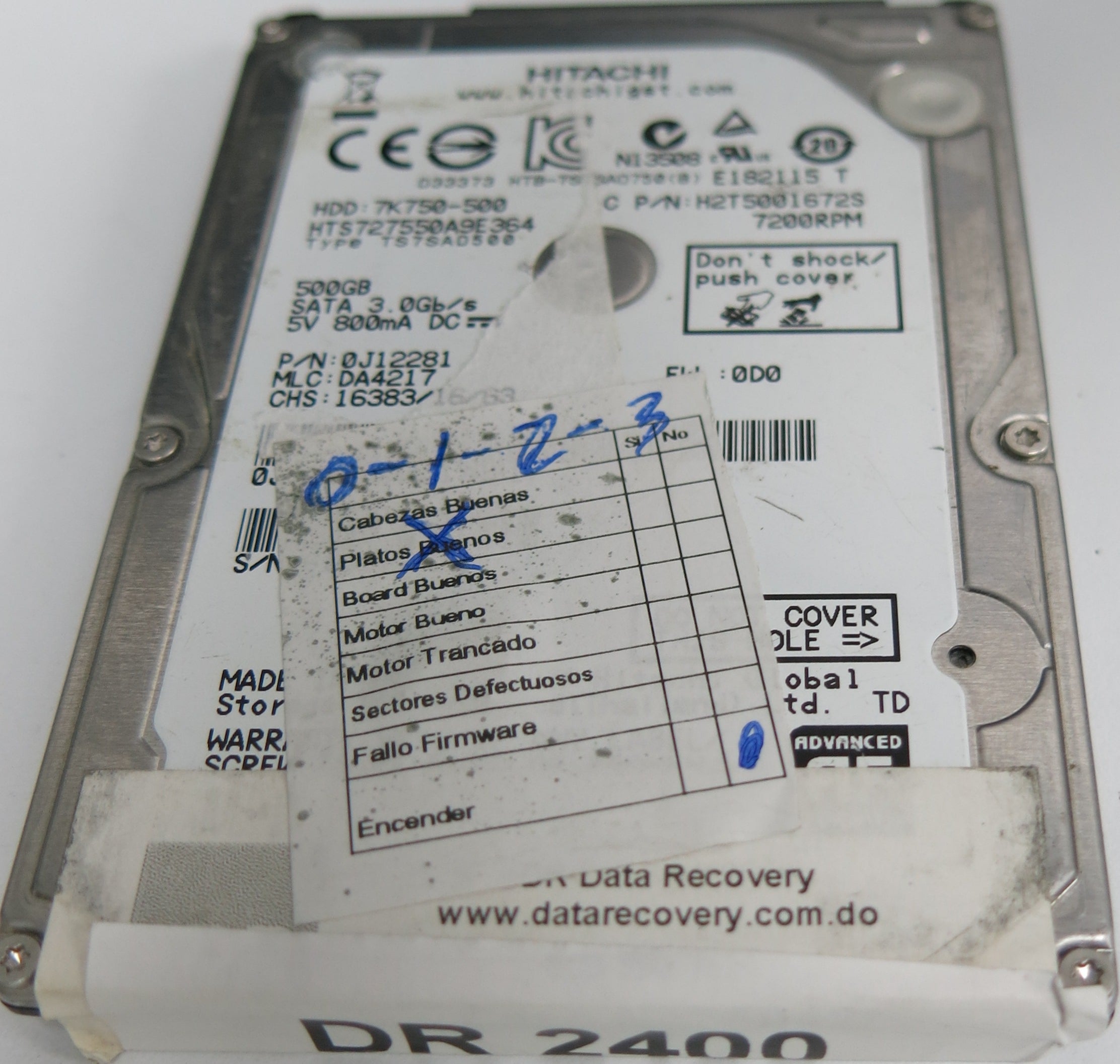 HTS545050B9A300, P/N: 0A74095, MLC: DA2997, 500GB 3.5, PCB: 220 0A90161 01