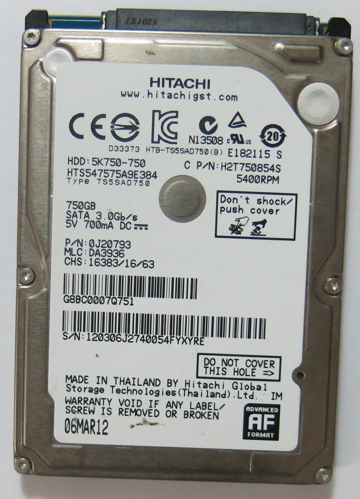 HTS547575A9E384 PCB 220 0A90269 01 750GB
