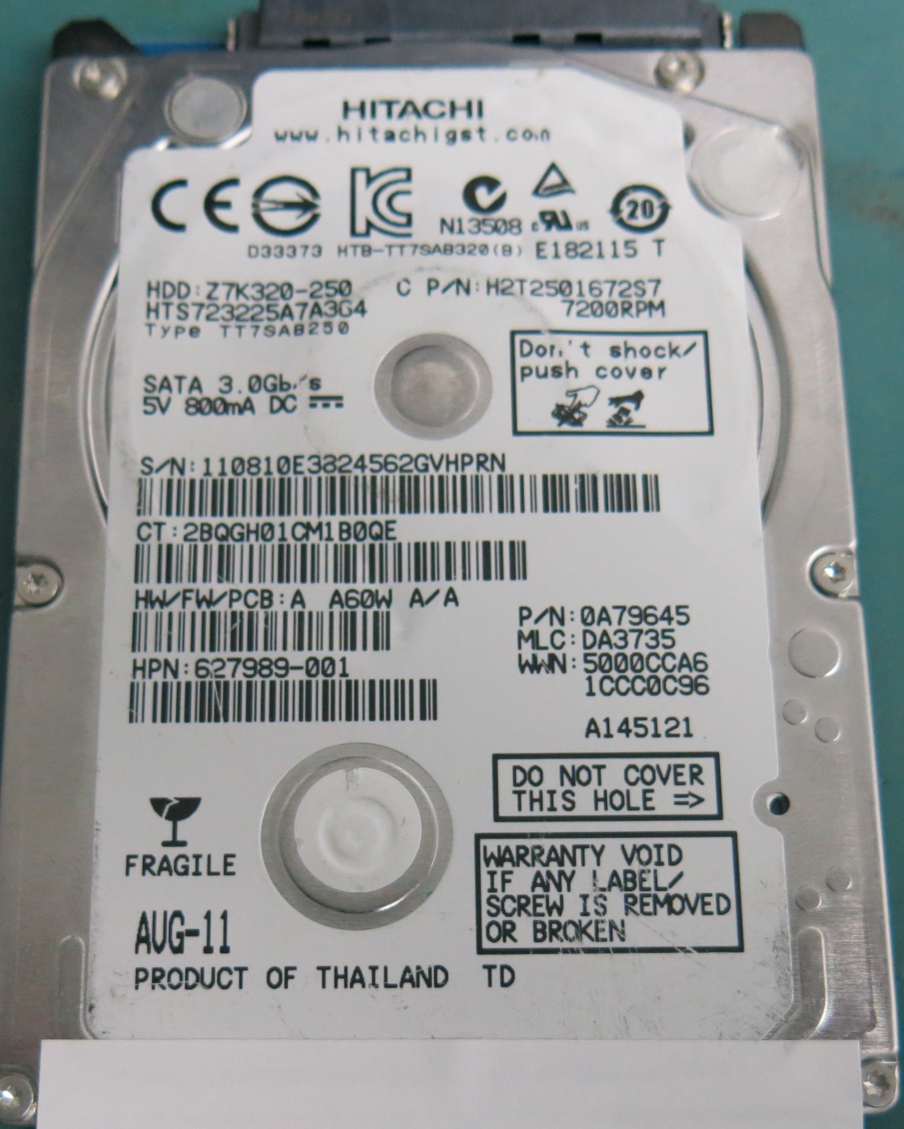 HTS723225A7A364, P/N: 0A79645, MLC: DA3735, 250GB 3.5