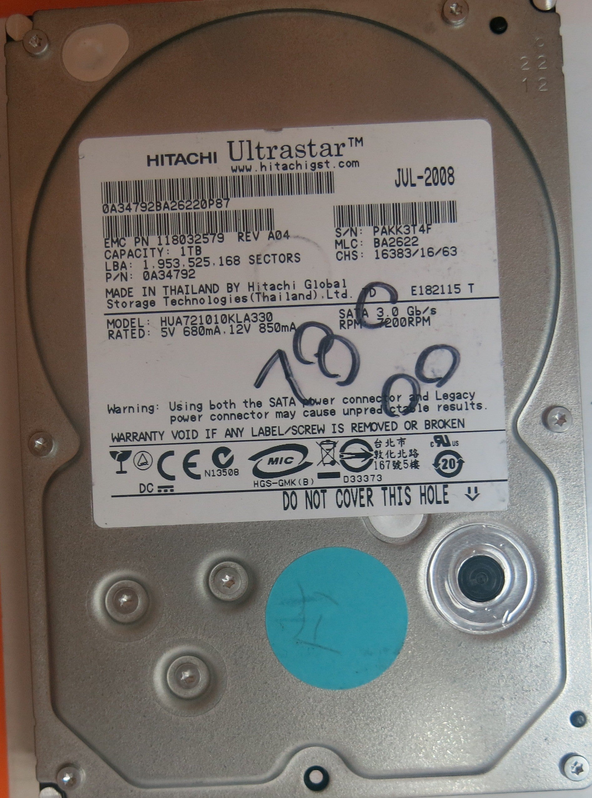 HUA721010KLA330 MLC BA2622 110 0A29636 01 PCB