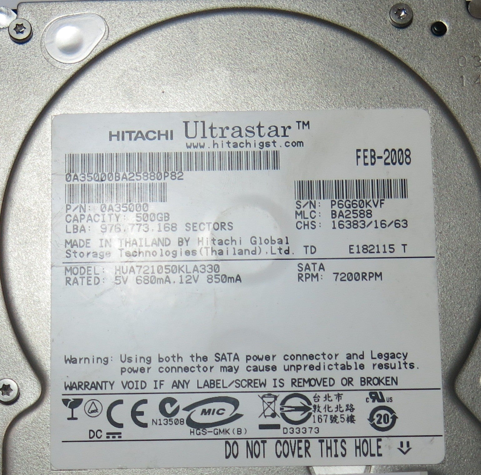 HUA721050KLA330 PN 0A35000 110 0A29636 01 PCB