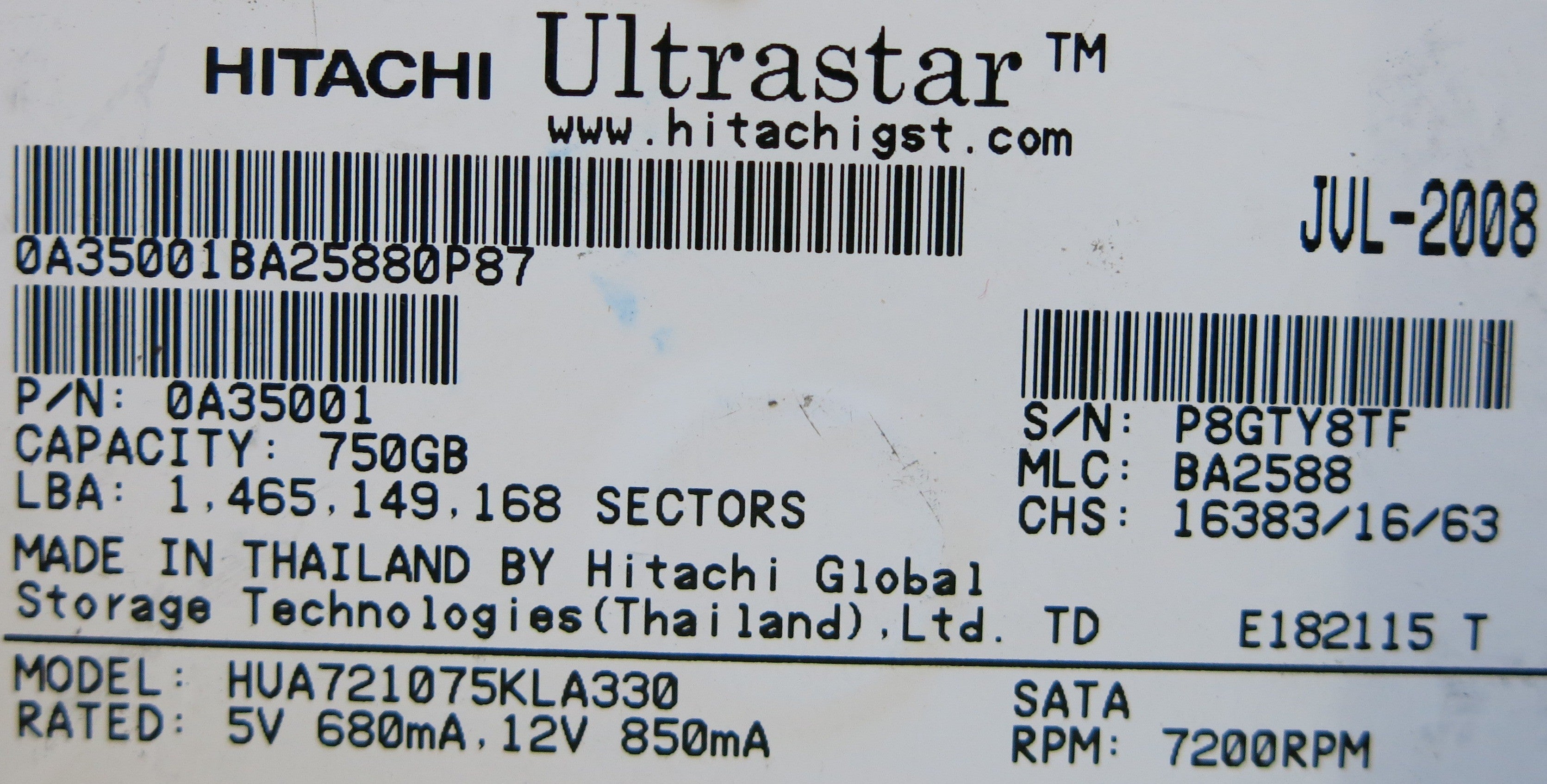 HUA721075KLA330 110 0A29636 01 PCB