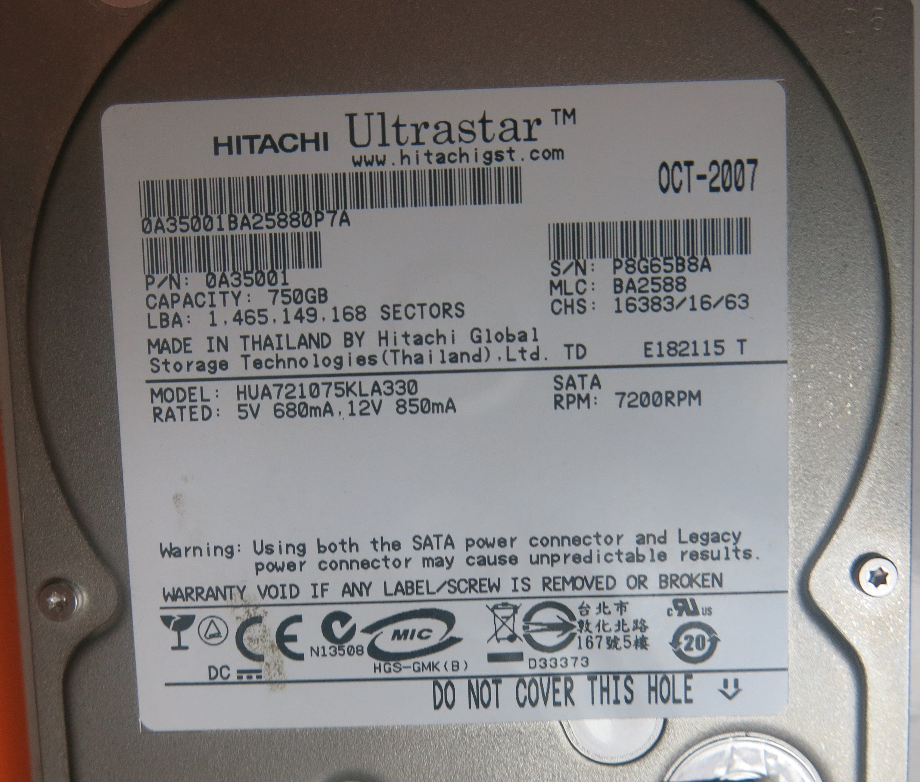 HUA721075KLA330 MLC BA2588 110 0A29636 01 PCB