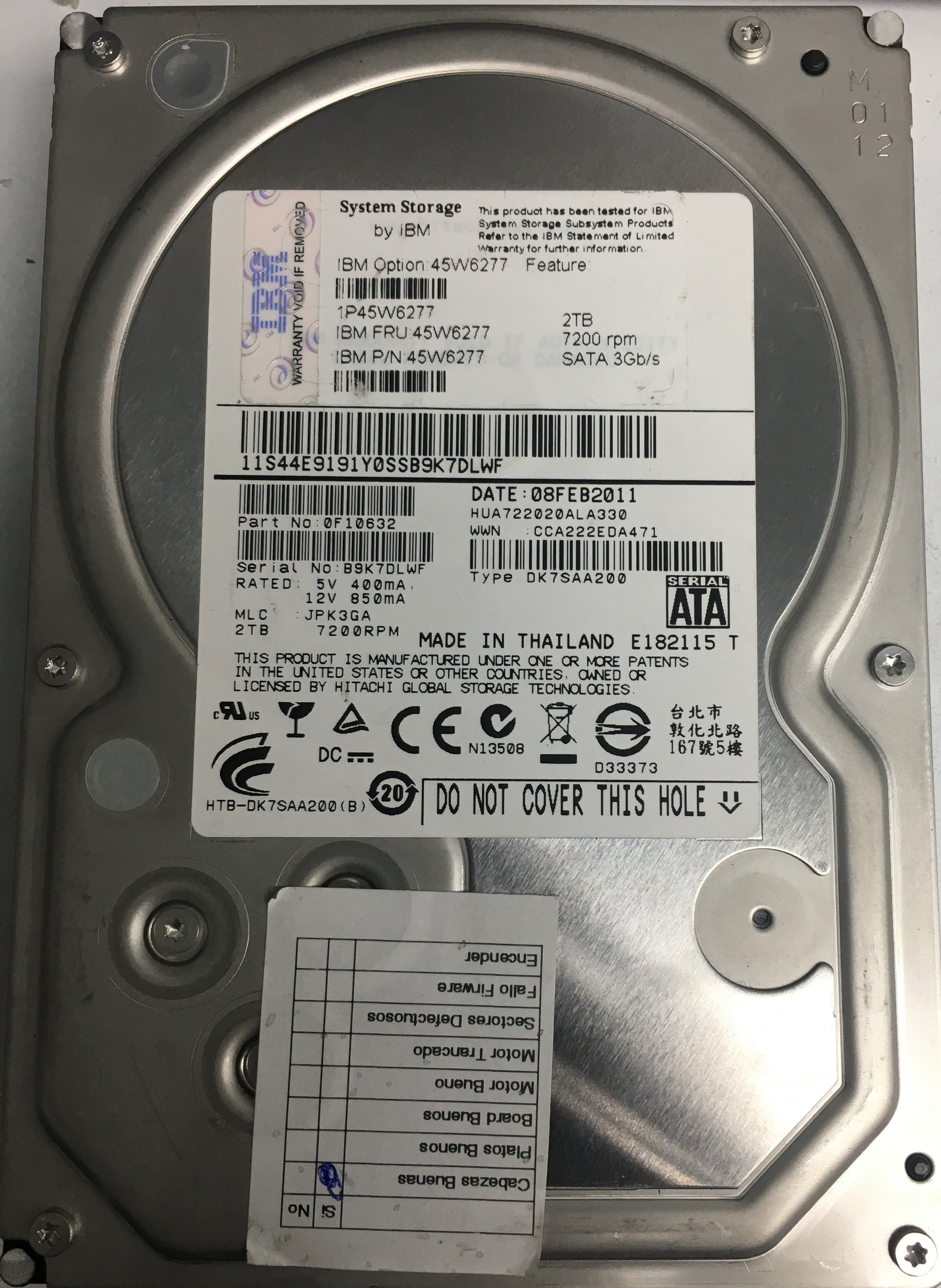 HUA722020ALA330, MLC:JPK3GA, 2TB 3.5, PCB: 110 0A90201 01