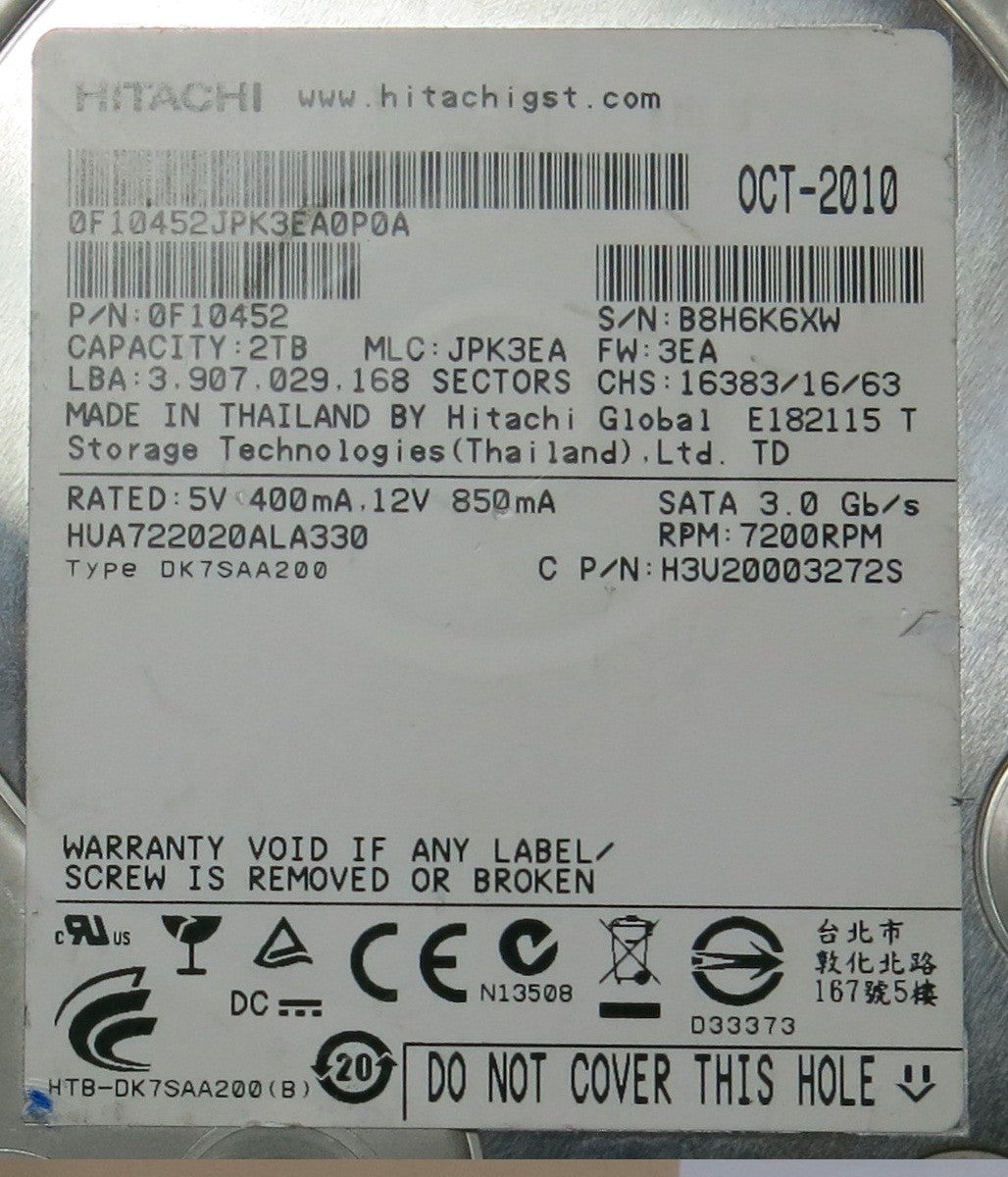 HUA722020ALA330 PN 0F10452  110 0A90201 PCB