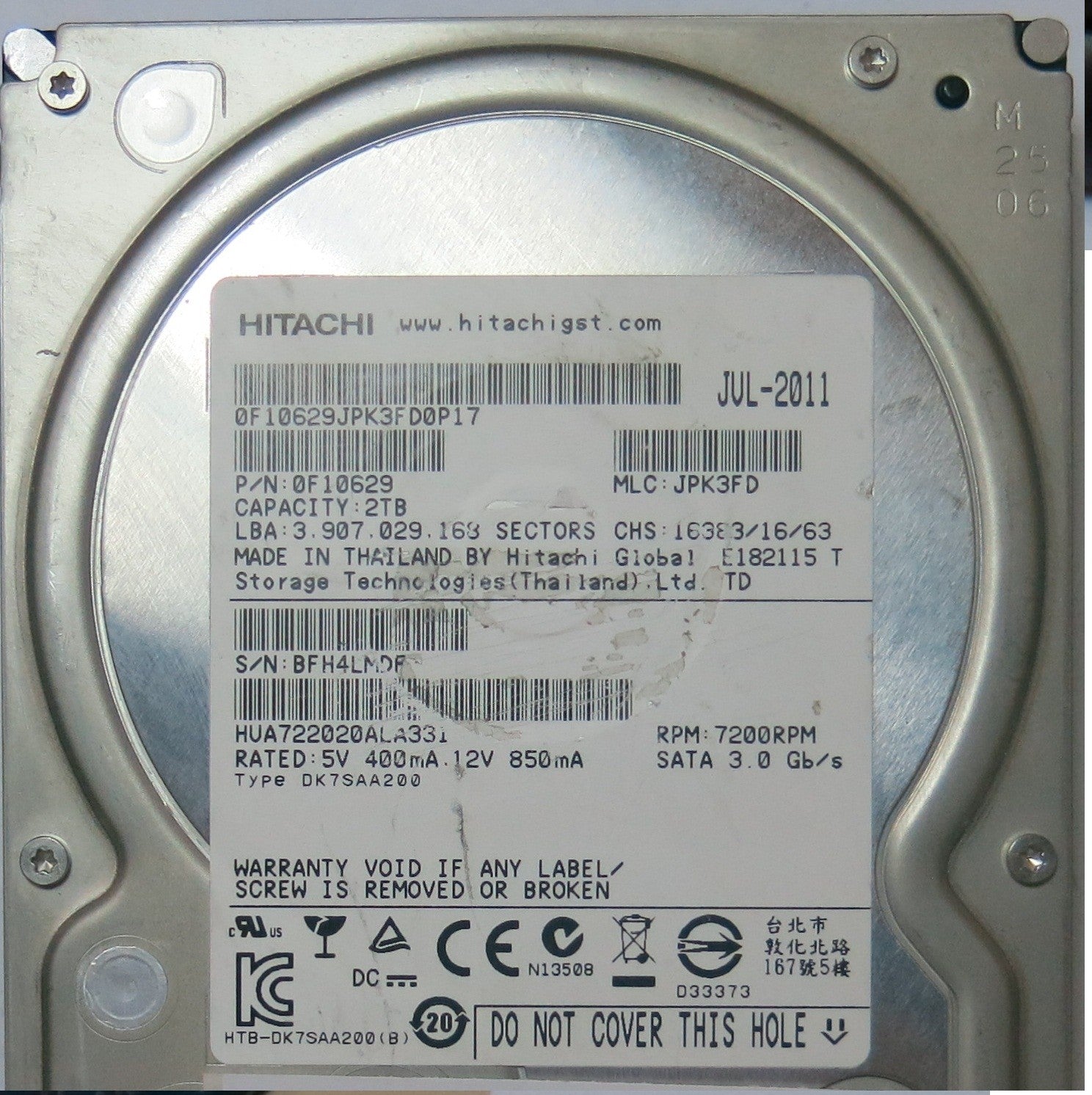 HUA722020ALA331 PN 0F10629 110 0A90201 PCB