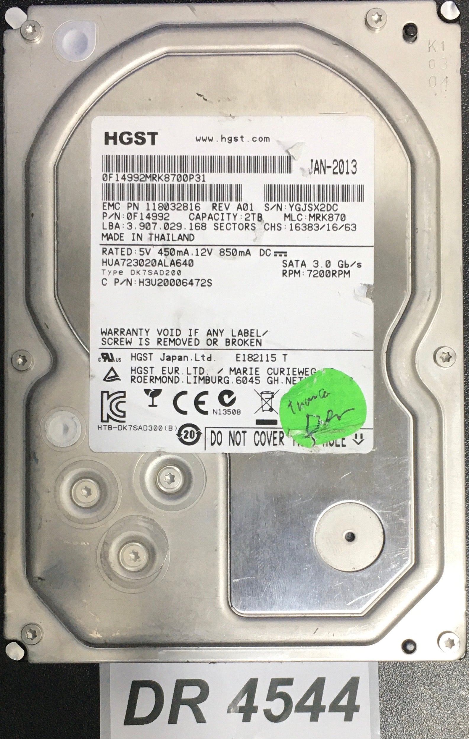 HUA723020ALA640  Serial:YGJSX2DC  2000GB 3.5  PCB: 220 0A90284 01 REV A