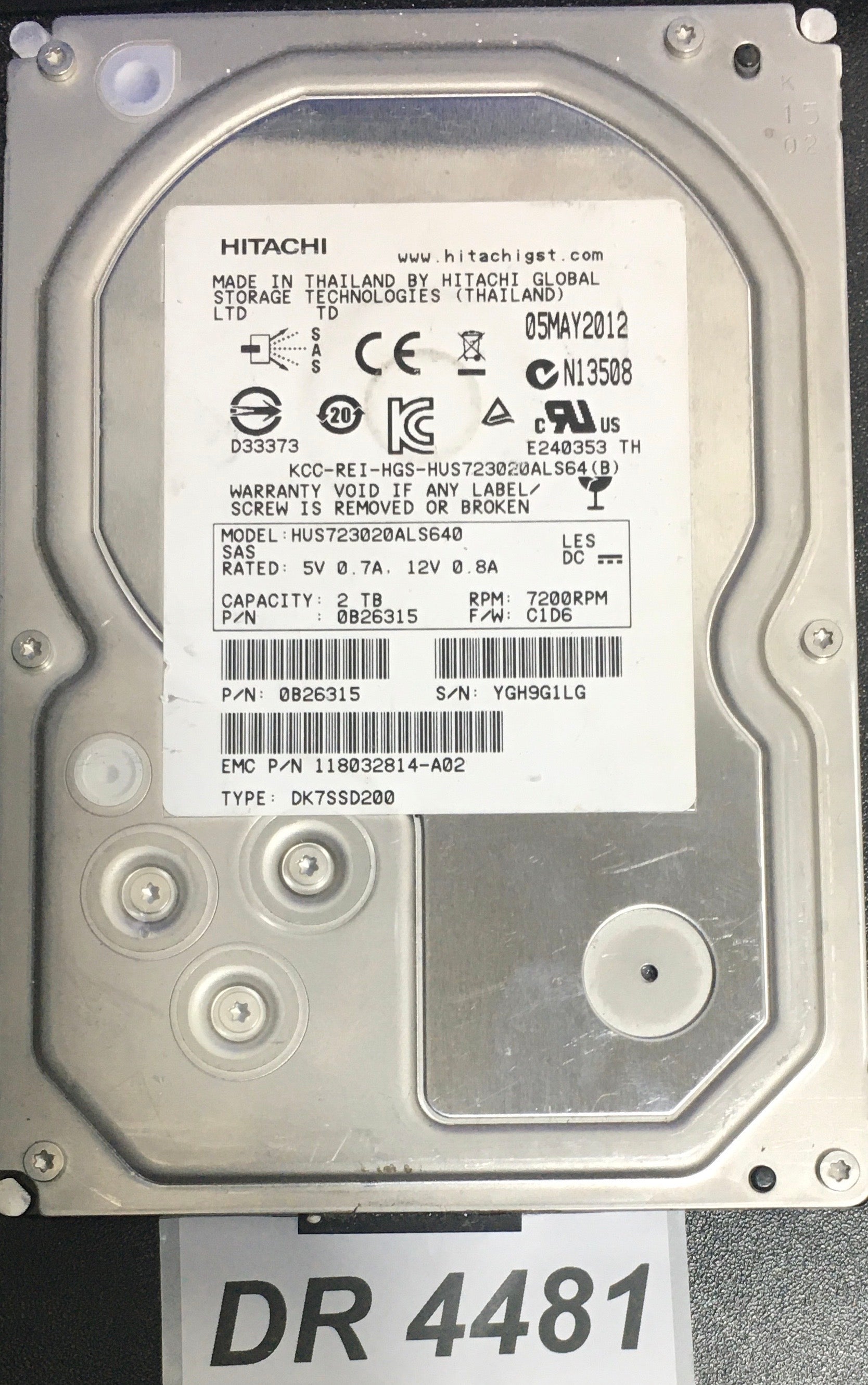 HUS723020ALS640  F/W:C1D6  P/N:0B26315  Serial:YGH9G1LG  2000GB 3.5  PCB: 006-0826759-R0 REV A