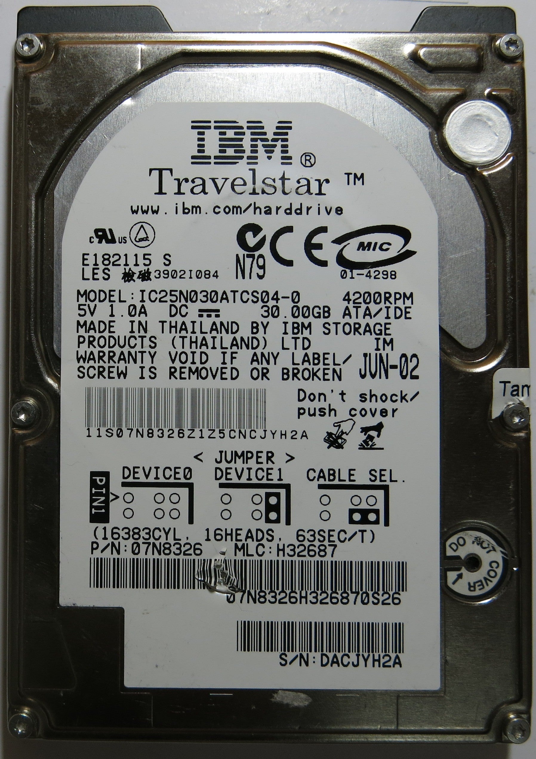 IBM IC25N030ATCS04-0 32036H3032 01 PCB