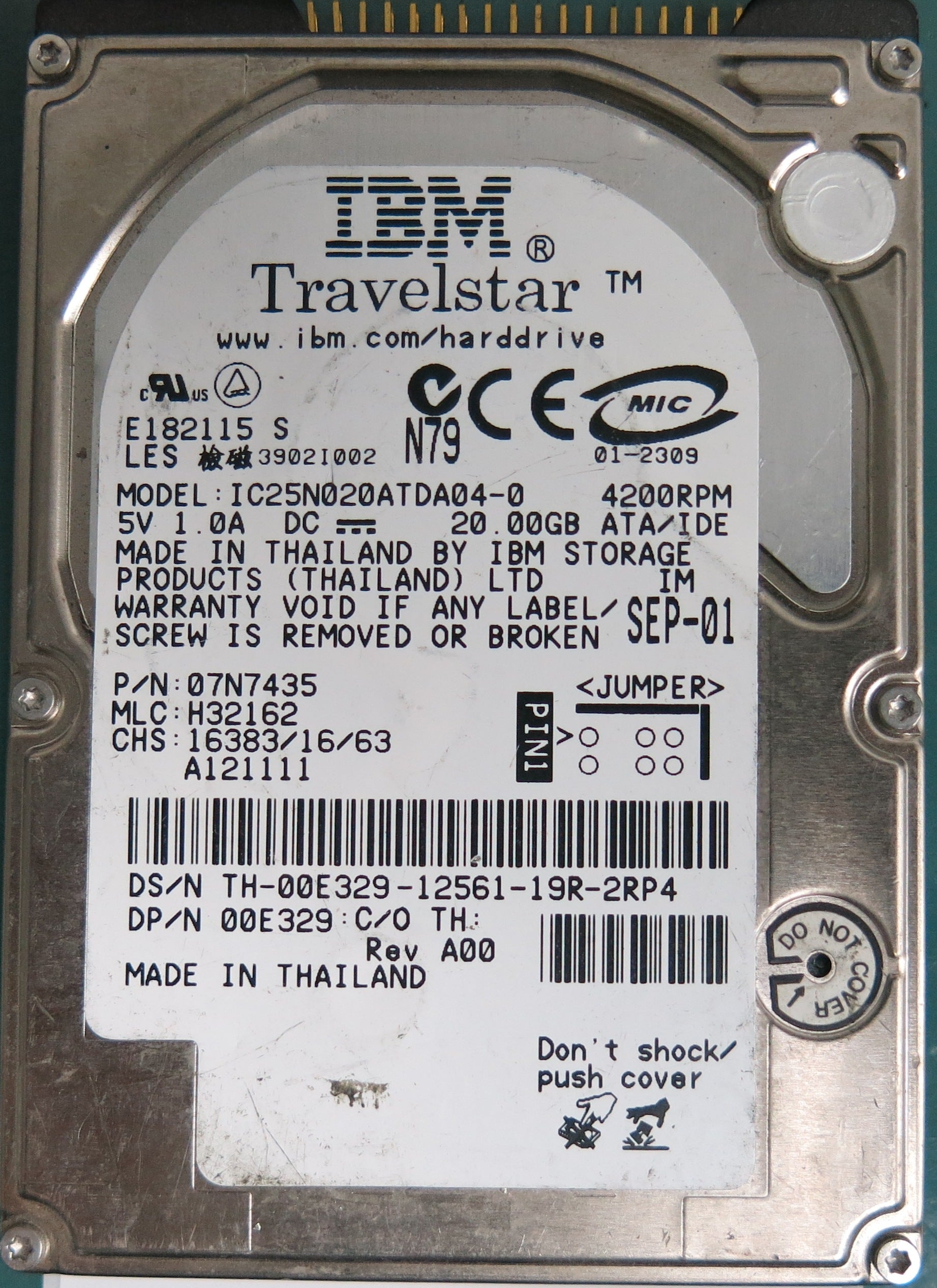 IC25N020ATDA04-0, P/N:07N7435, MLC: H32162, 20GB 2.5