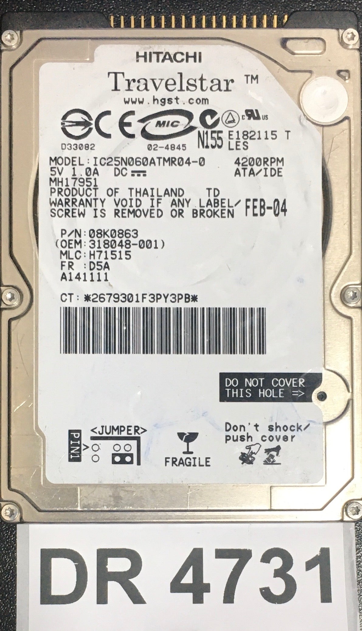 IC25N060ATMR04-0,  Serial: 2679301F3PY3PB,  GB 2.5,  PCB : 320 08K1797 01,