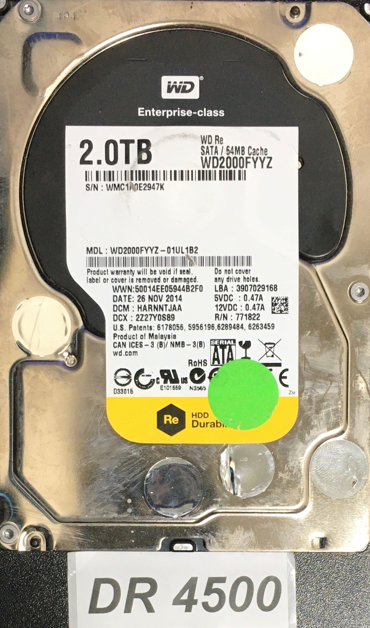 WD2000FYY-01UL1B2 Serial:WMC1P0E2947K  2000GB 3.5  PCB: 2060-771822-004 REV A