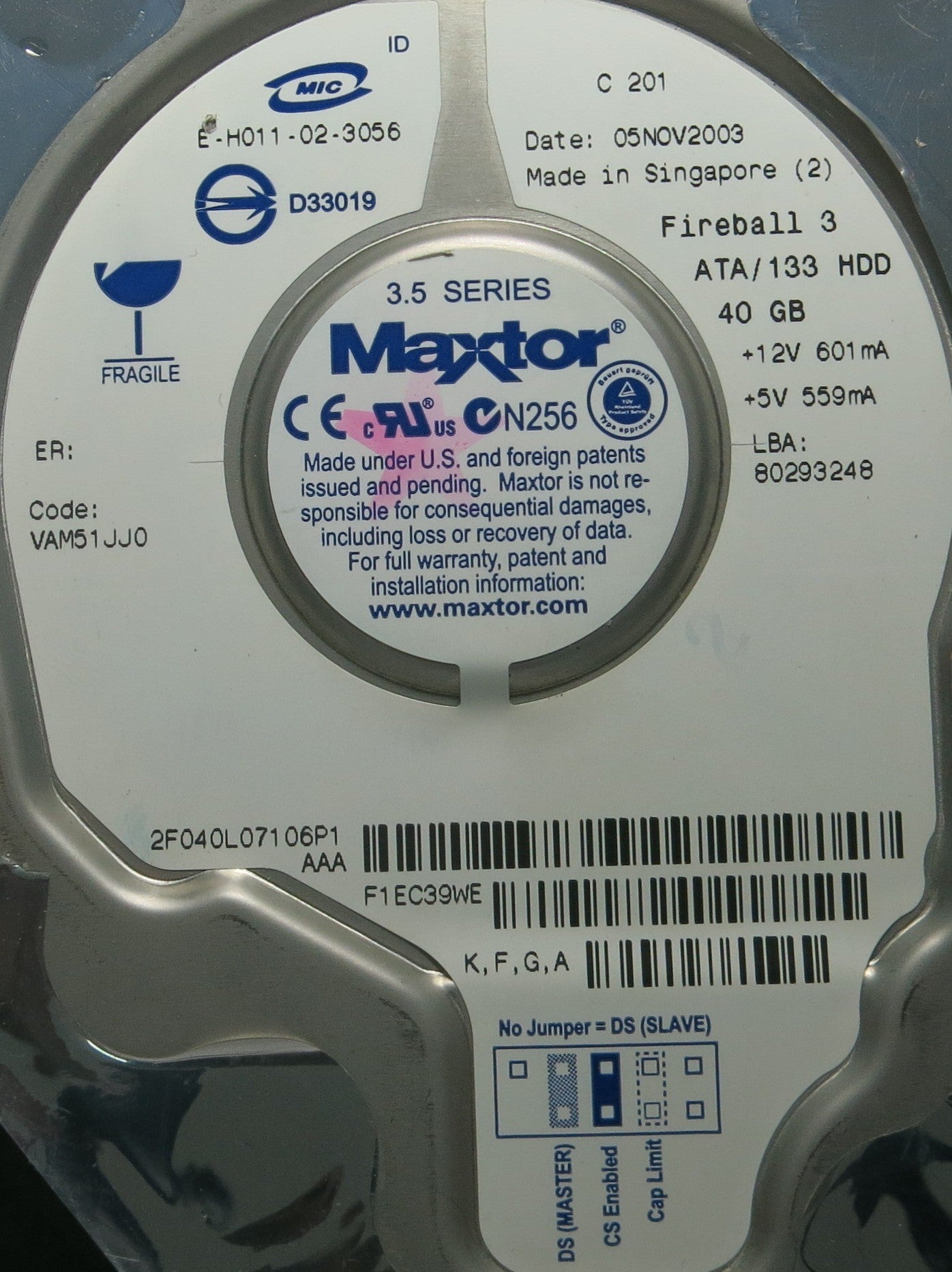MAXTOR 2F040L0 301525101 PCB