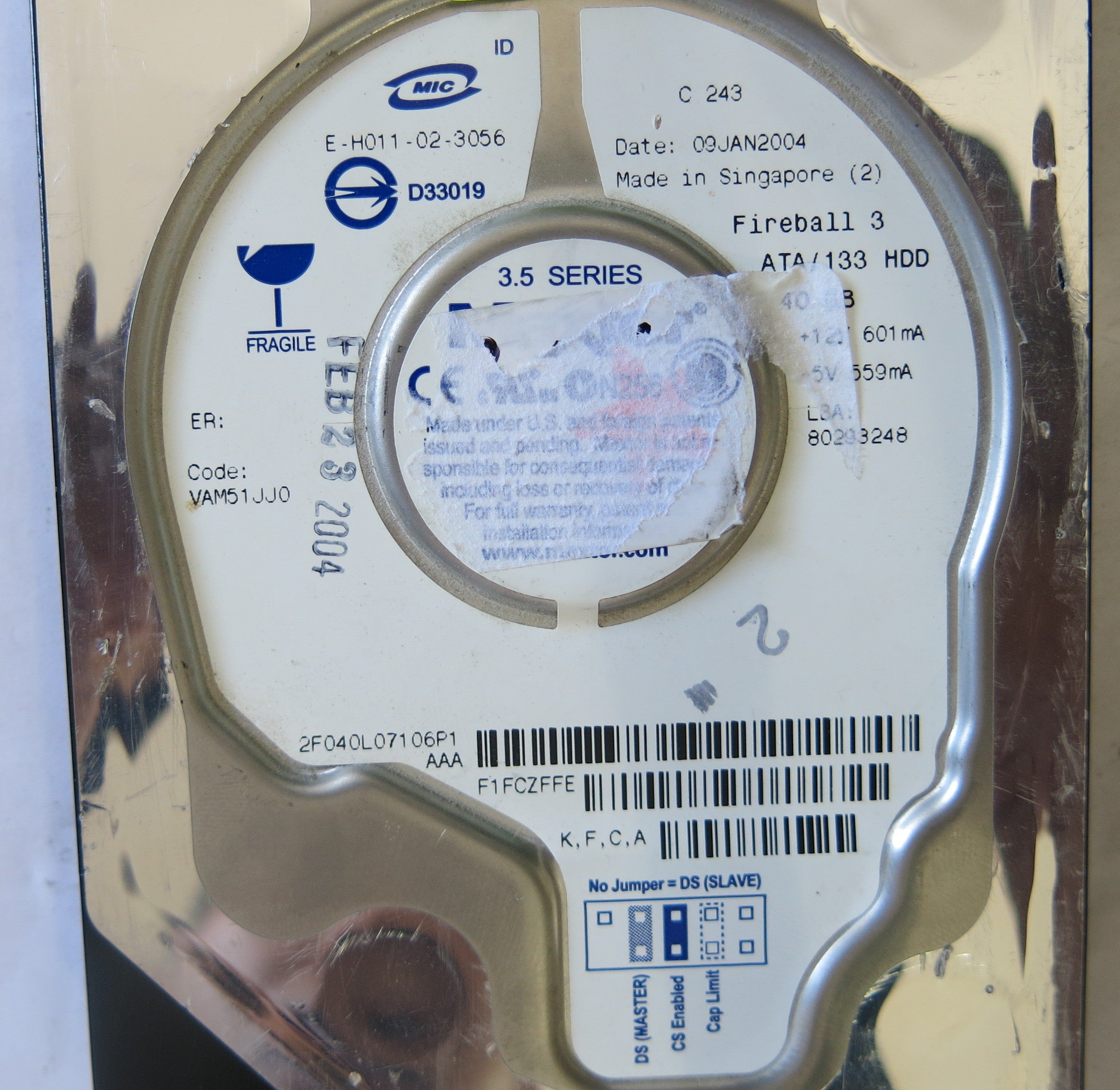 MAXTOR 2F040L07 CODE: VAM51JJ0  301525101 PCB
