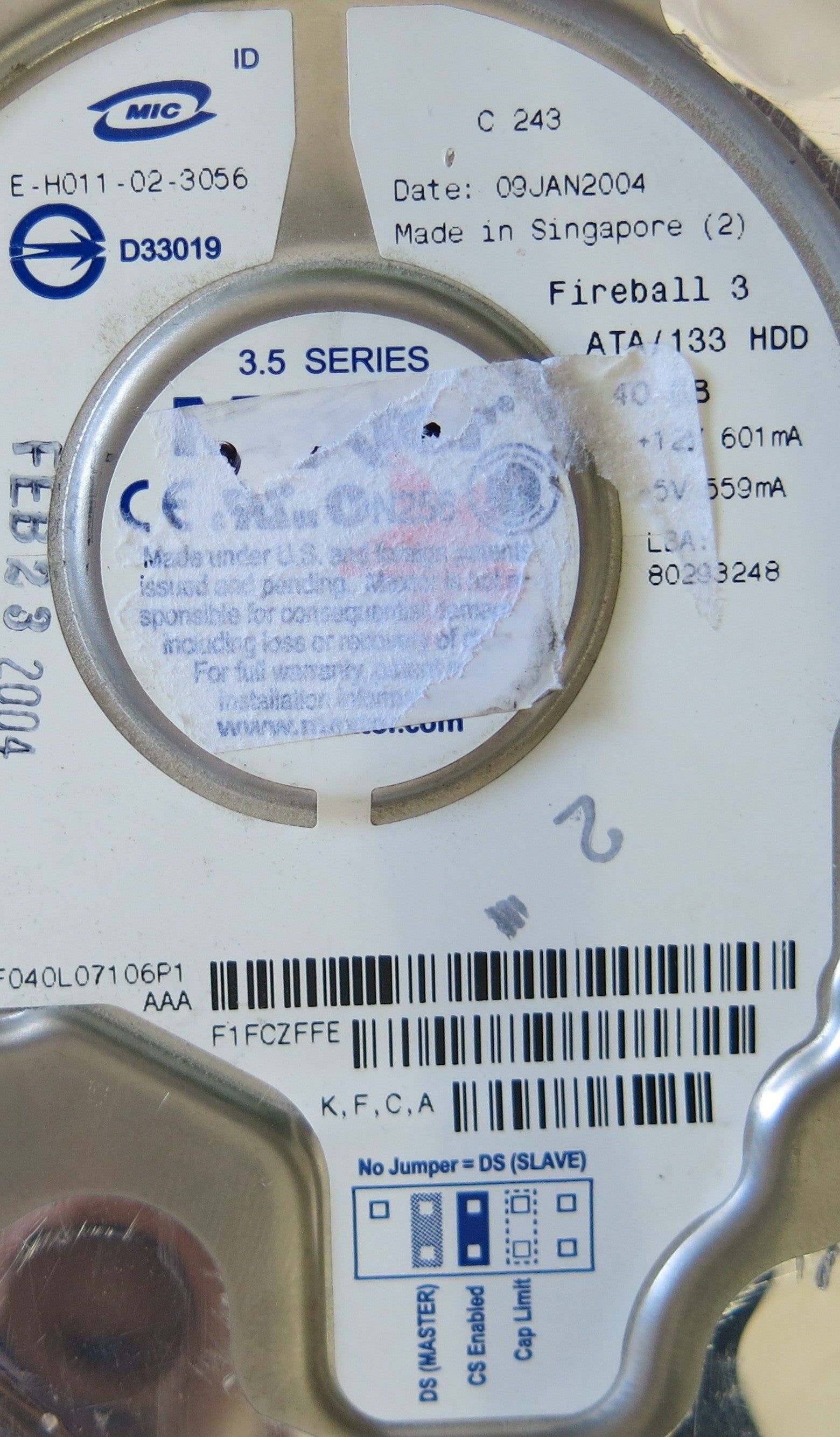 MAXTOR 2F040L07 PCB 301525101