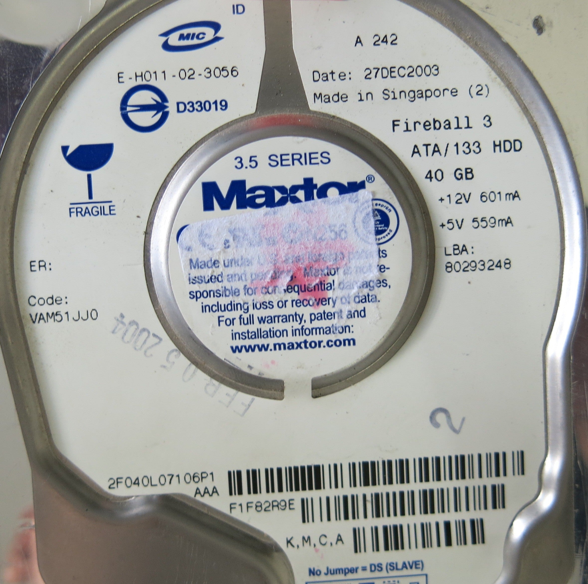 MAXTOR  2F040L07106P1 PCB 301525101
