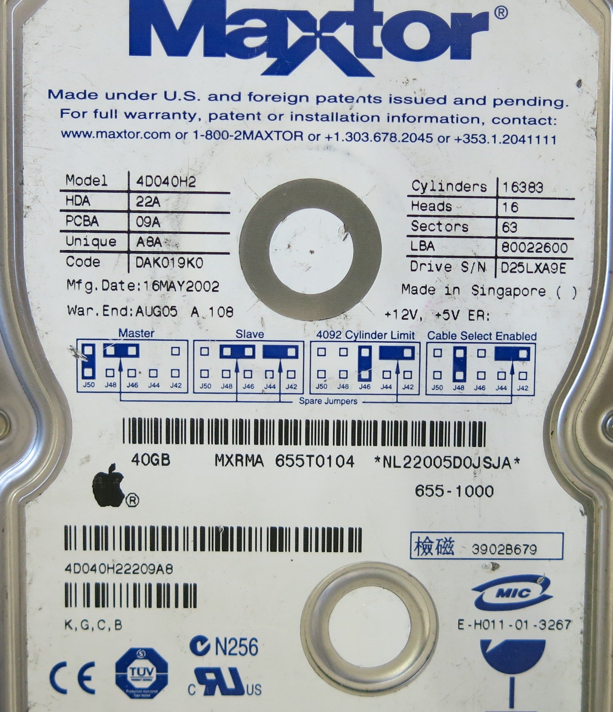 MAXTOR 4D040H2  301424100 PCB