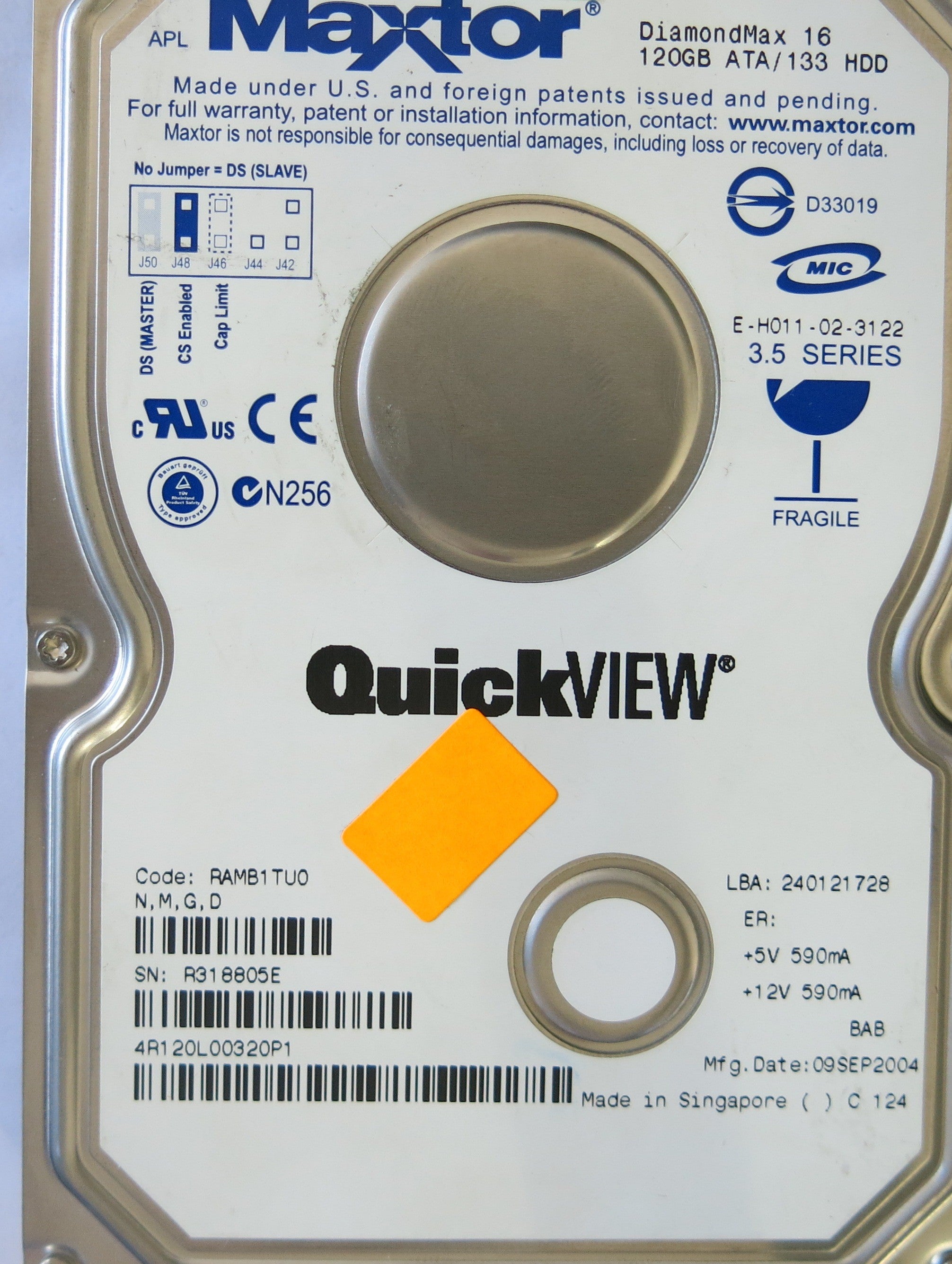 MAXTOR 4R120L0 CODE RAMB1TU0 N, M, G, D PCB 301593100