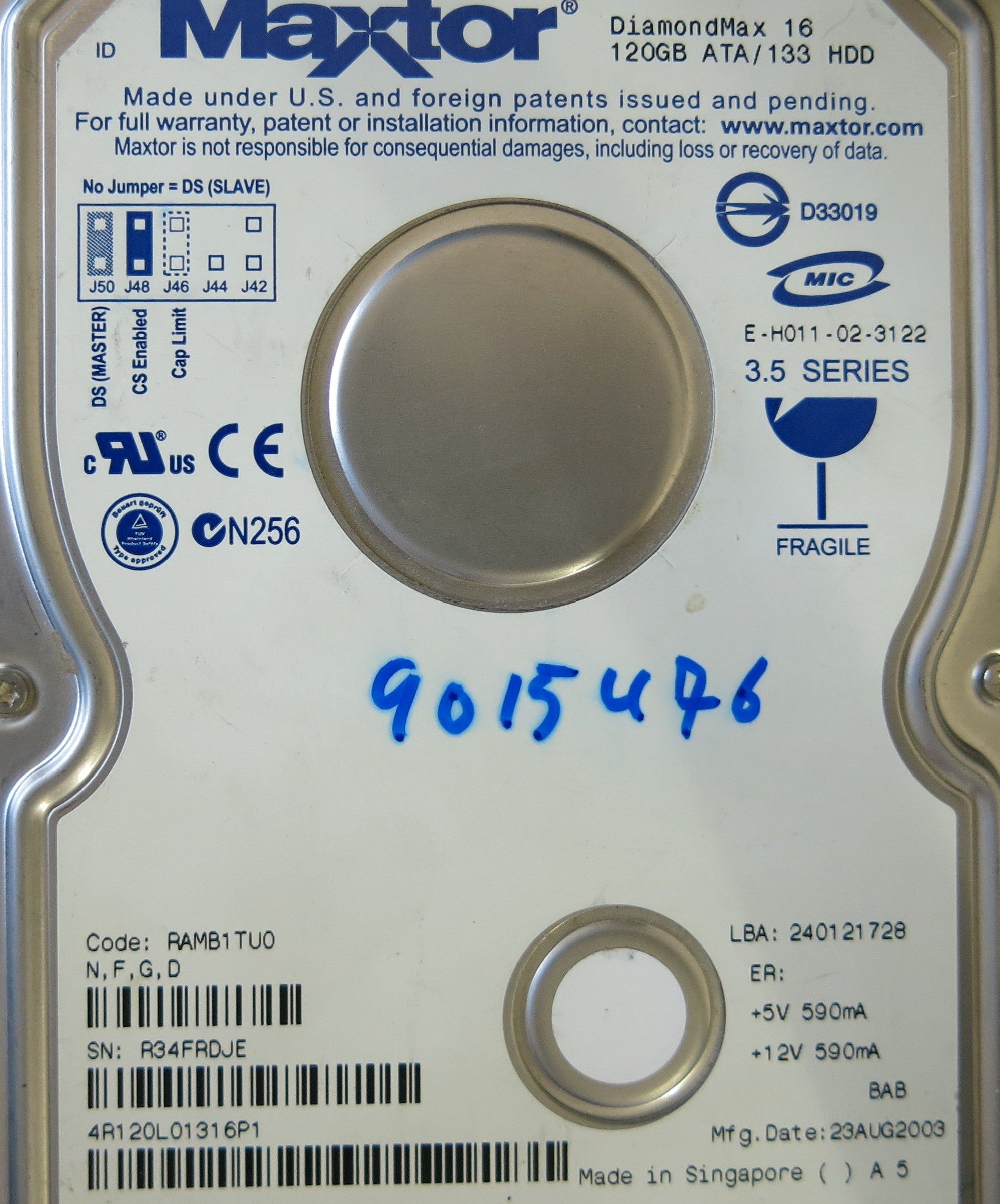 MAXTOR  4R120L0 PCB 301593100 CODE 301593100 SN R34FRDJE