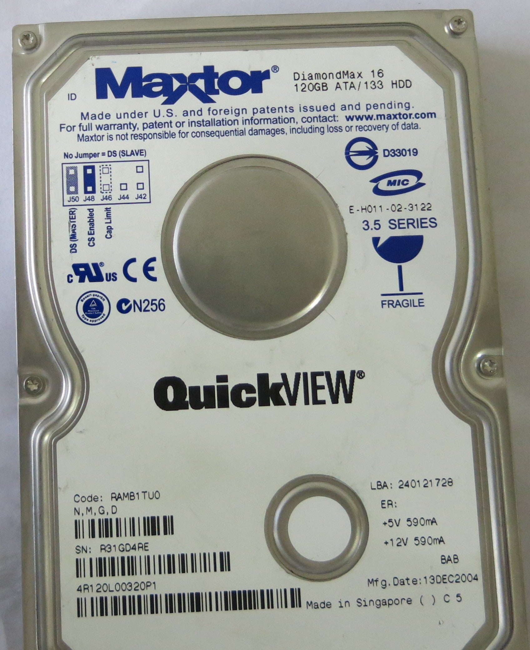 MAXTOR 4R120L0 RAMB1TU0 N,M,G,D 301593100 PCB