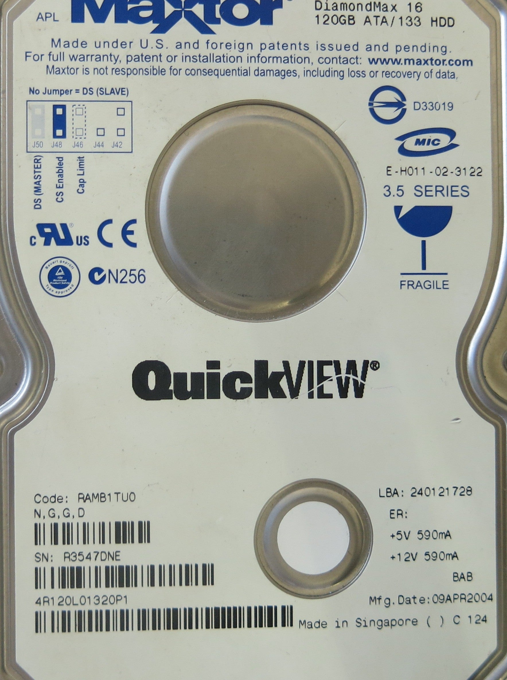 MAXTOR 4R120L01320P1 301593100 PCBPCB 301593100 CODE RAMB1TU0 N.F.G.D