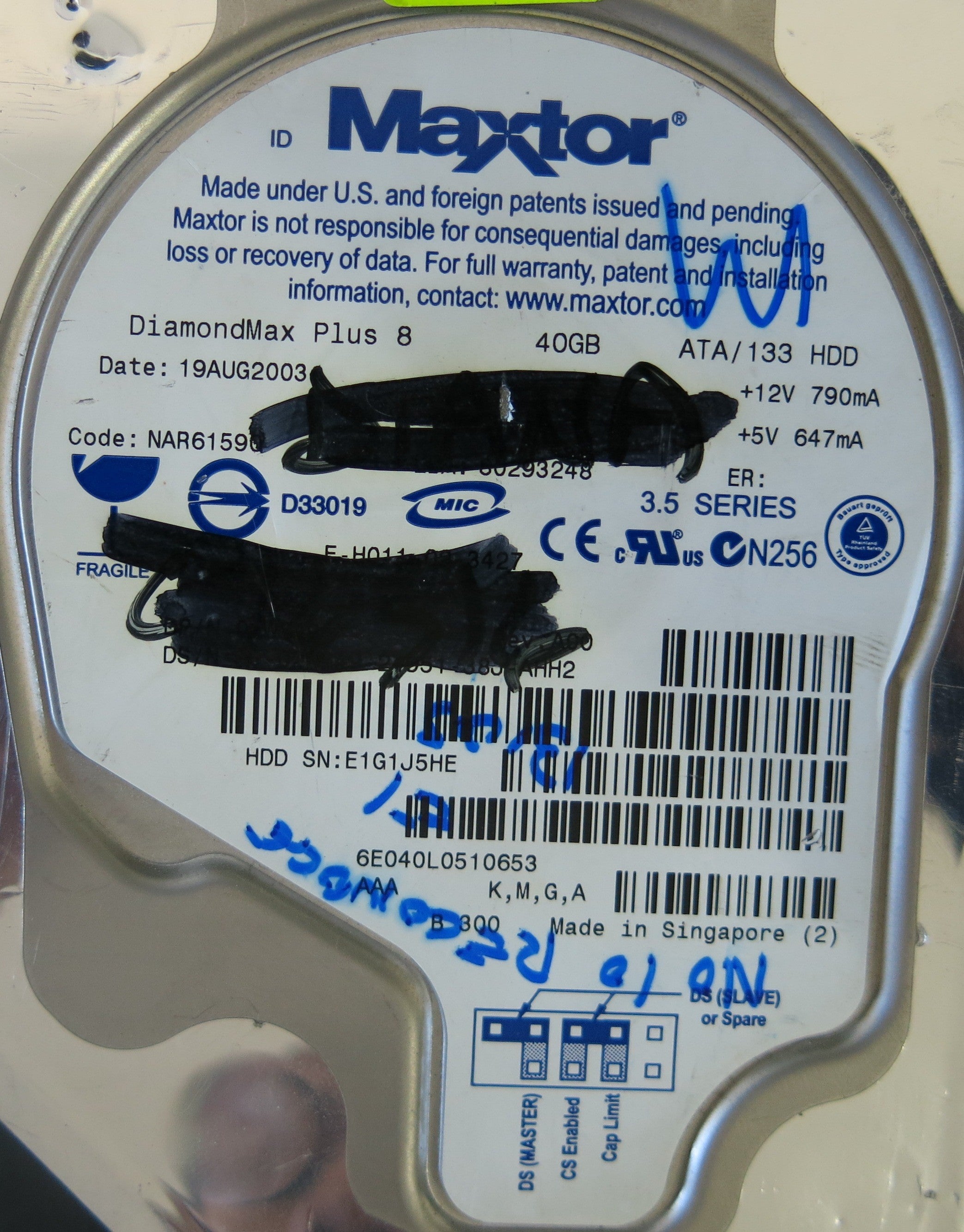 MAXTOR 6E040L0 CODE NAR61590 K.M.G.A PCB  301548100