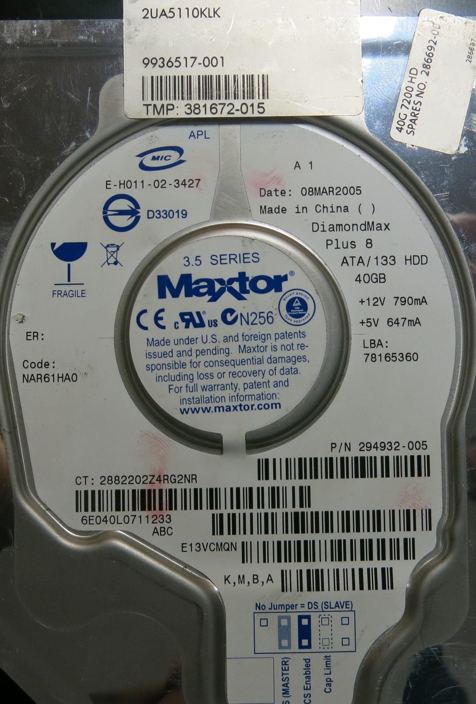 MAXTOR 6E040L0 NAR61HA0 K.M.B.A