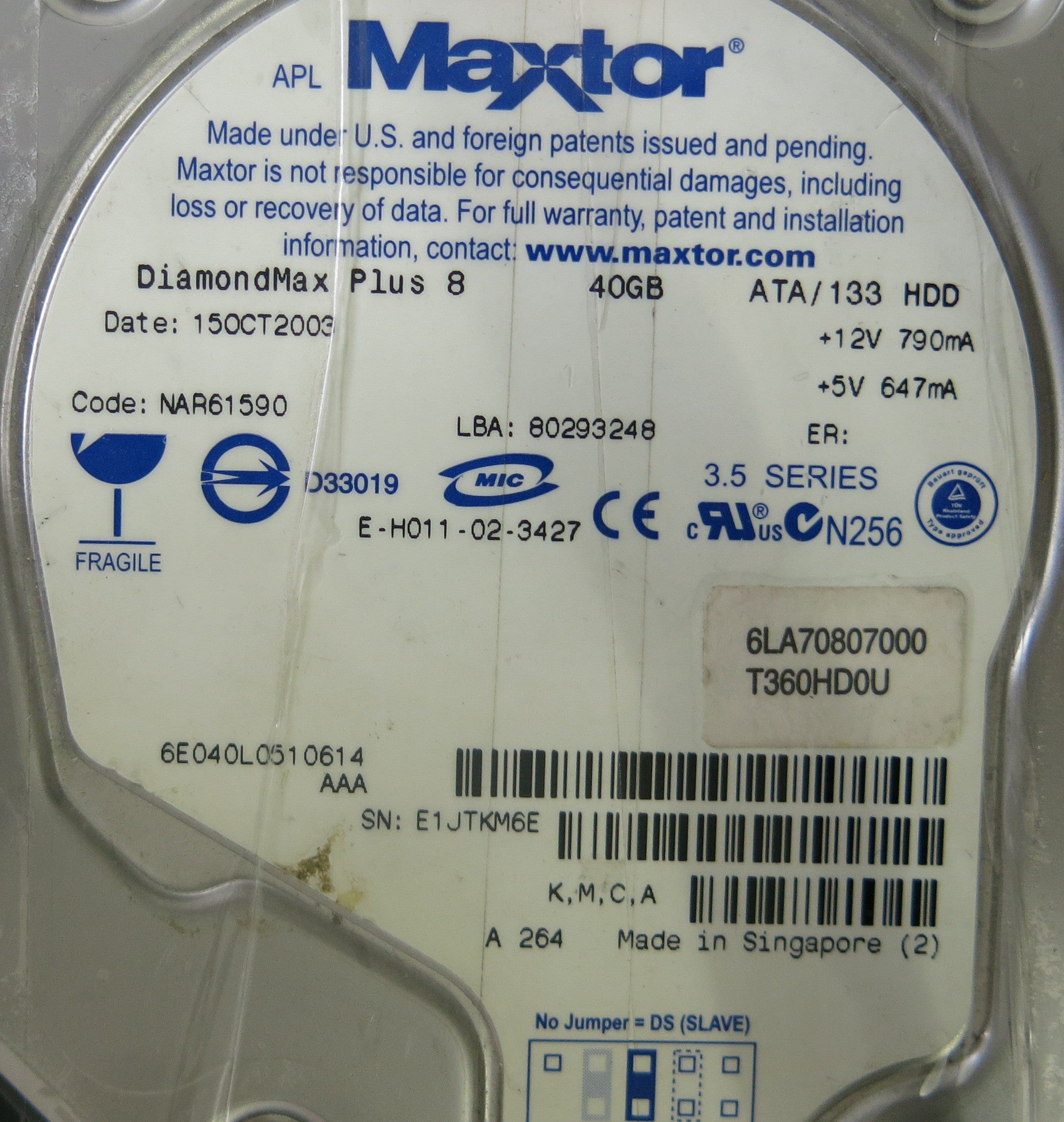 MAXTOR 6E040L0510614  301548100 PCB