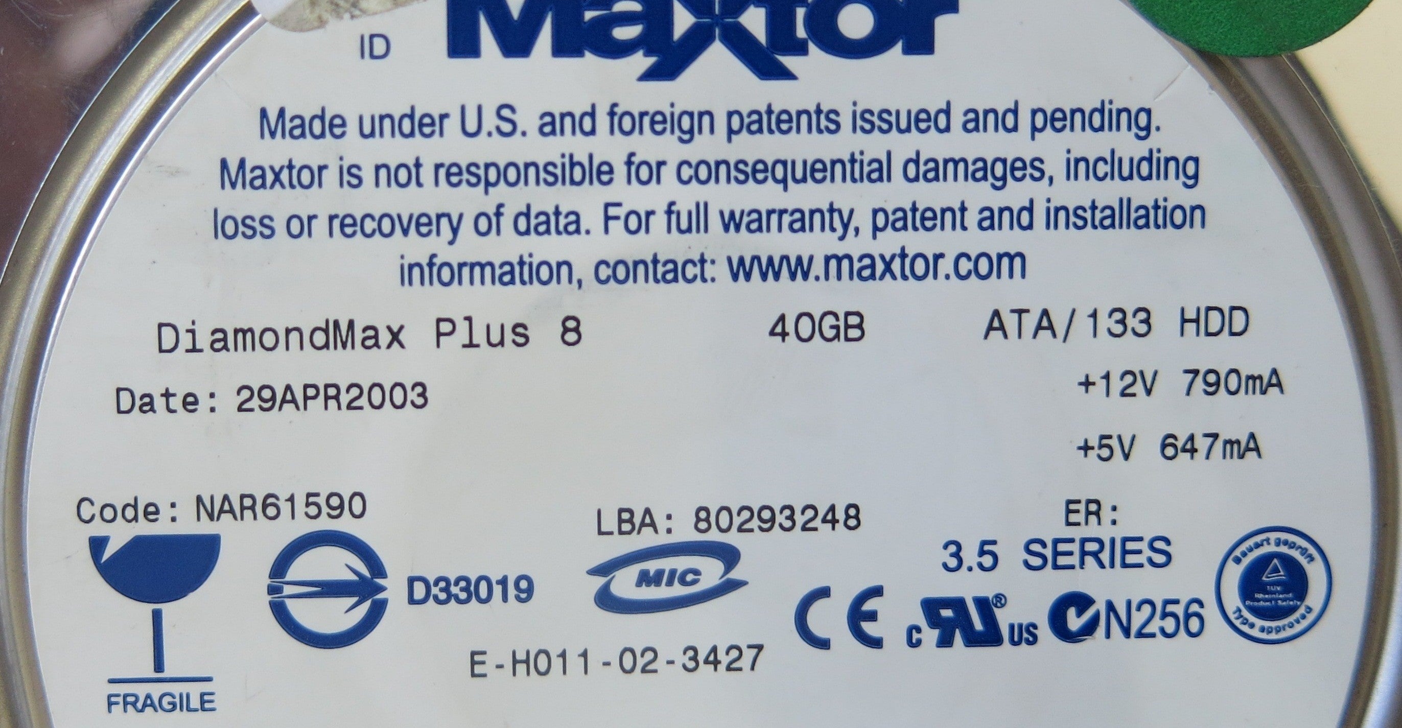 MAXTOR 6E040L0510653 PCB 301548100