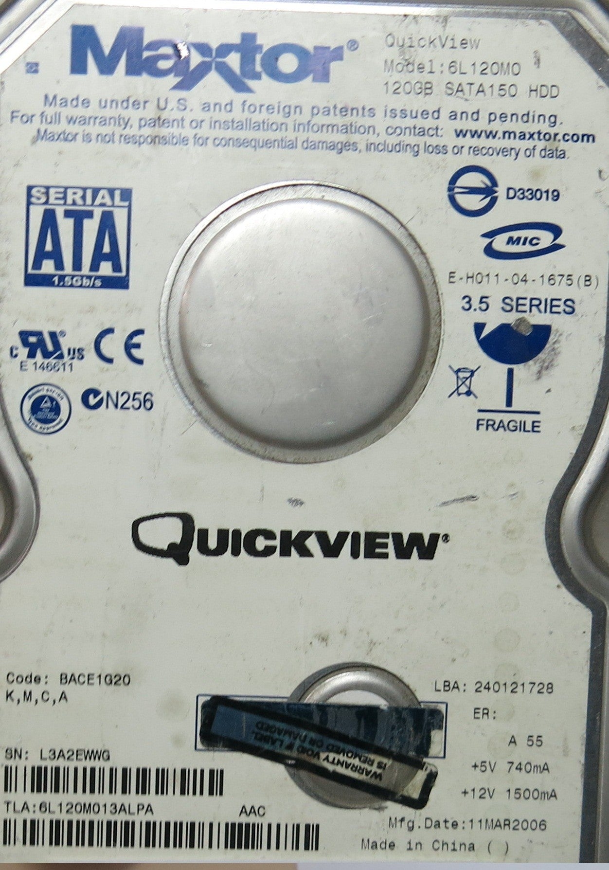 MAXTOR 6L120M0 302071101 PCB