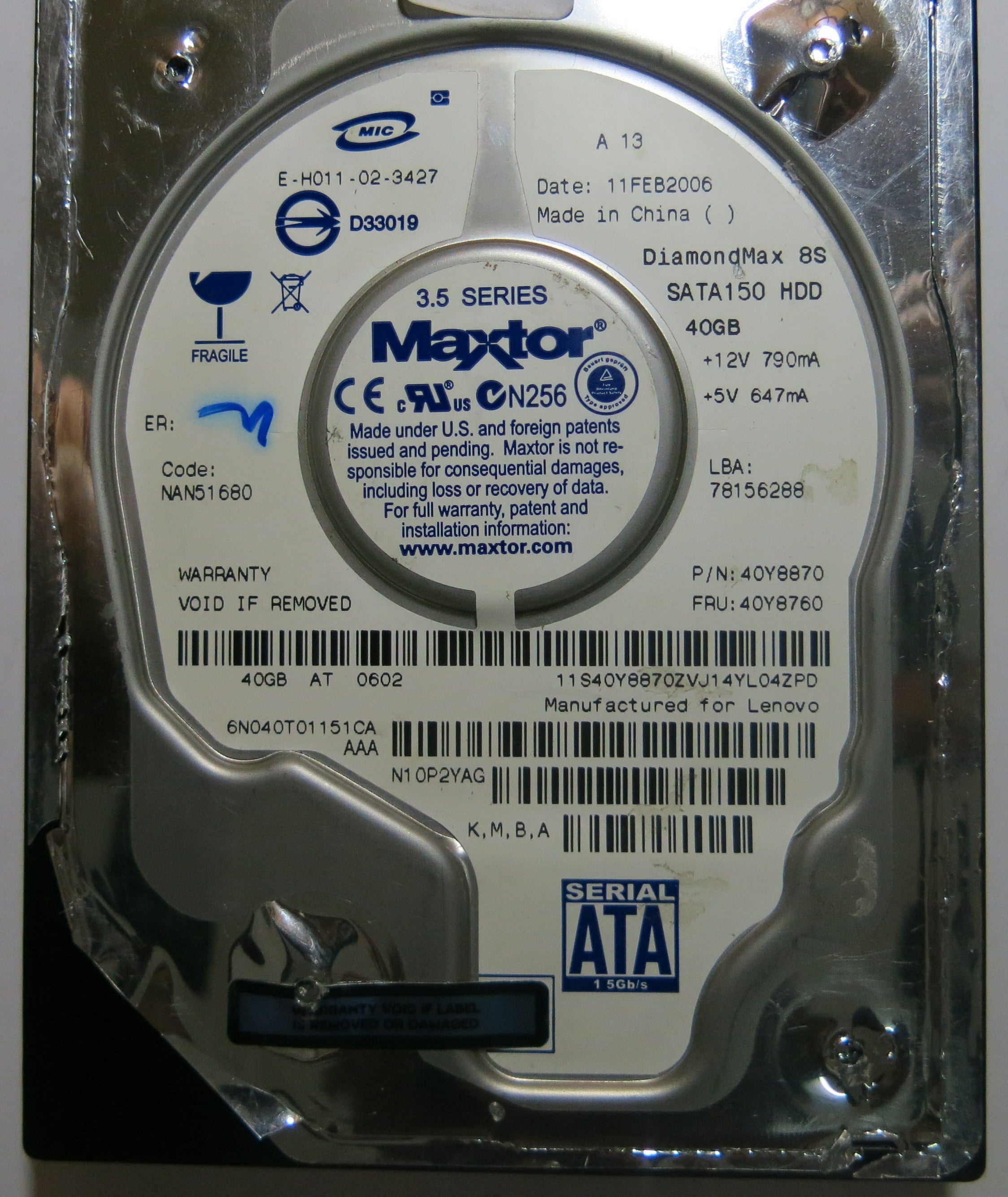 MAXTOR 6N040T0 NAN51680 K,M,B,A 302067103 PCB