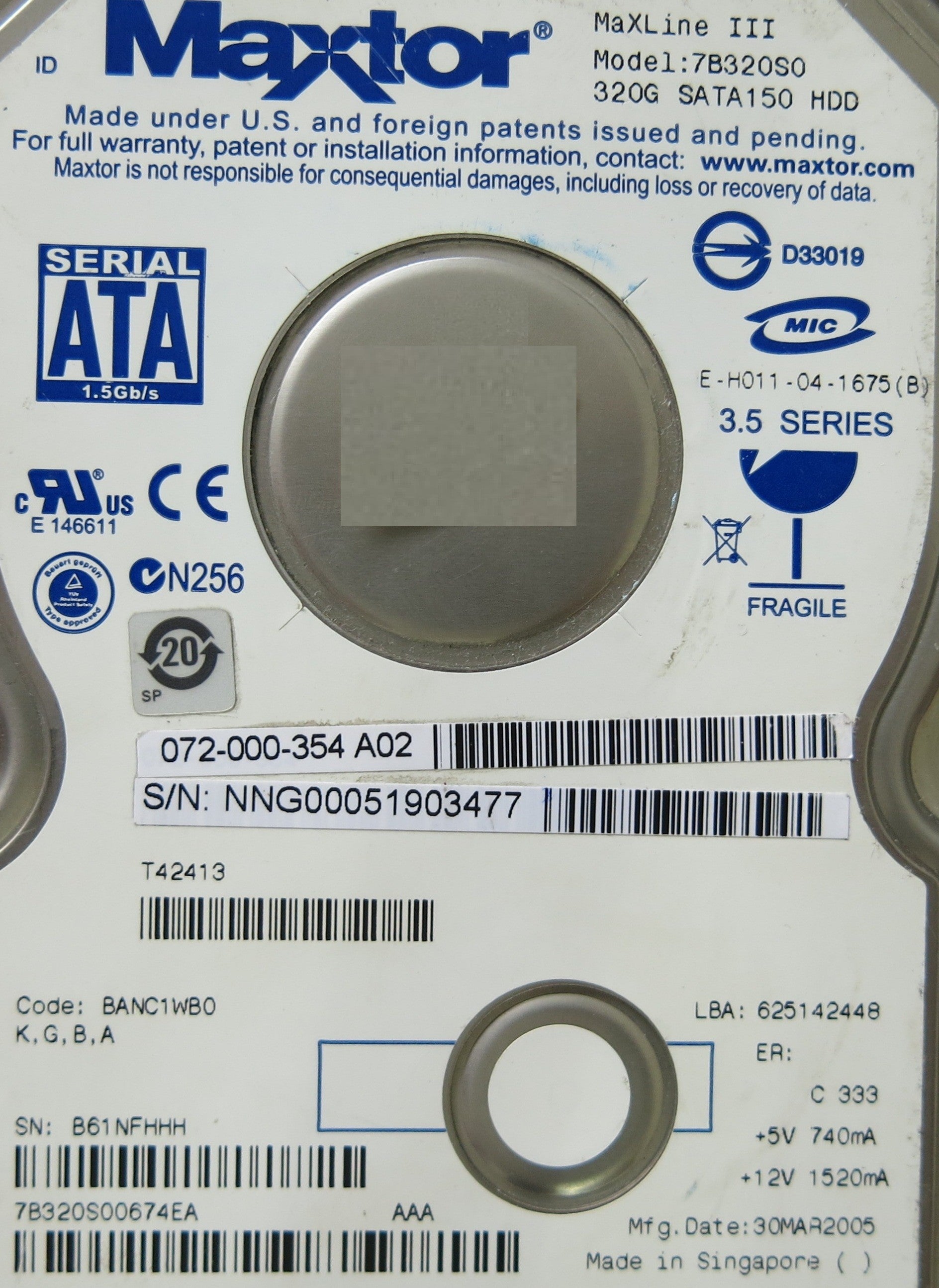 MAXTOR 7B320S00674EA 301193102 PCB