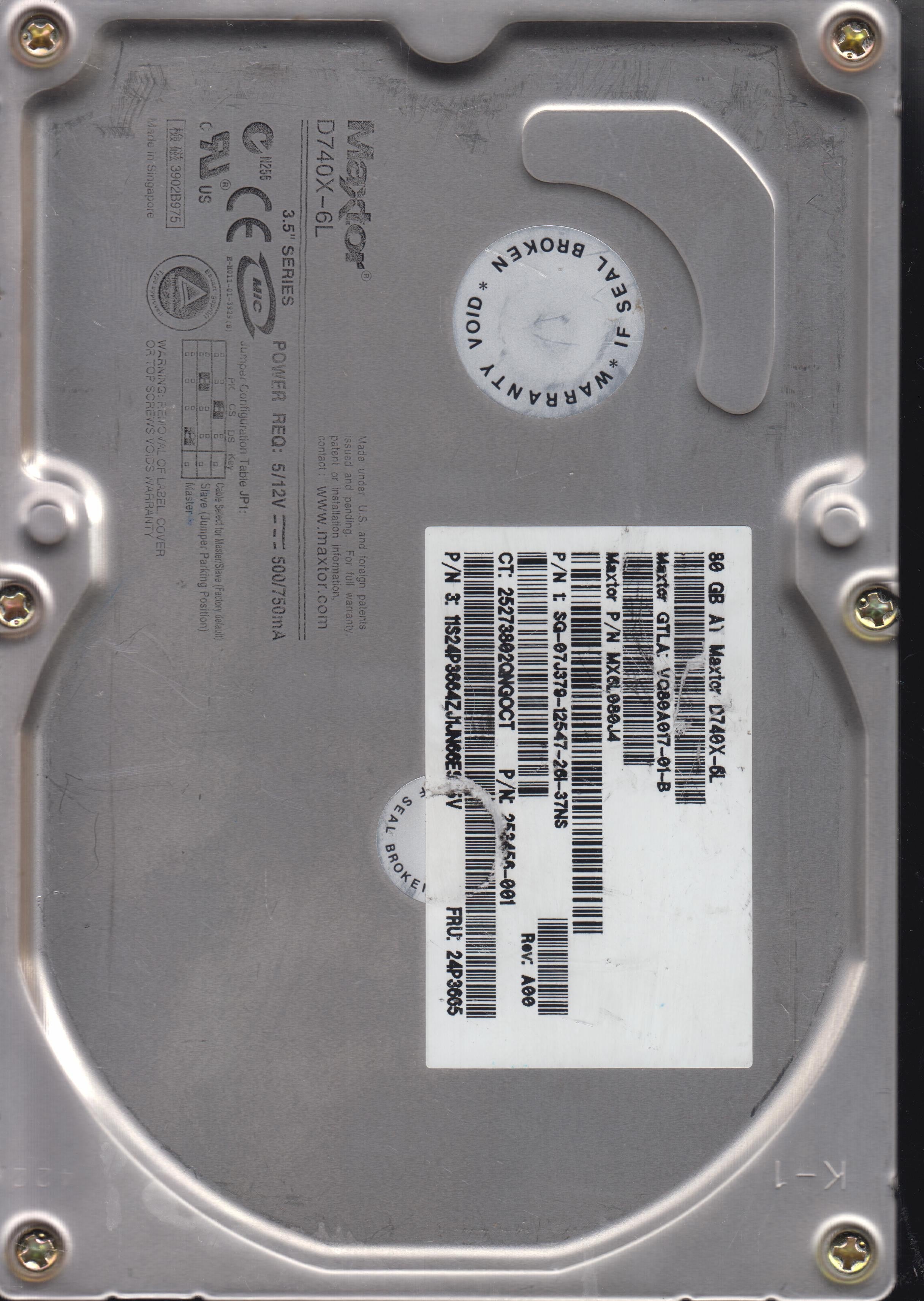 D740X-6L, PCB: 10-123301-01 Rev D, Serial:  664216812731, 80GB 3.5﻿