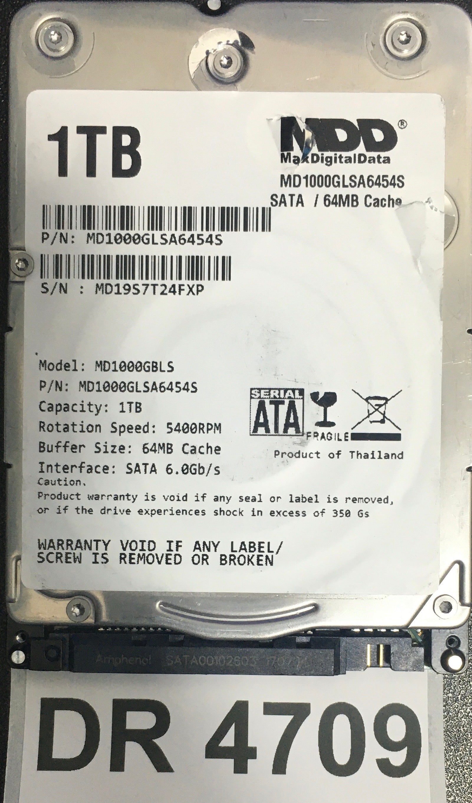 MD1000GLSA6454S,  Serial: MD19S7T24FXP,  1TB 2.5,  PCB: 2060-800066-004- REV P1,