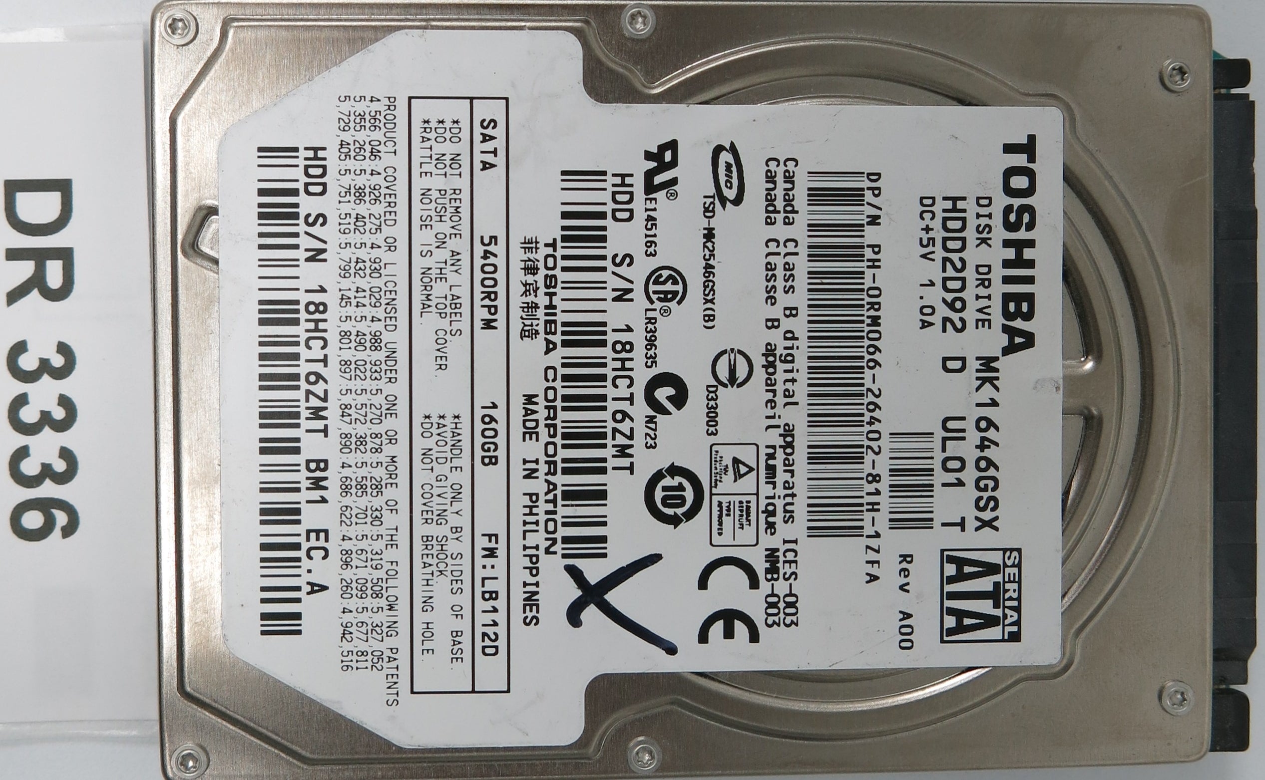 MK1646GSX, 160GB 2.5, G002217A