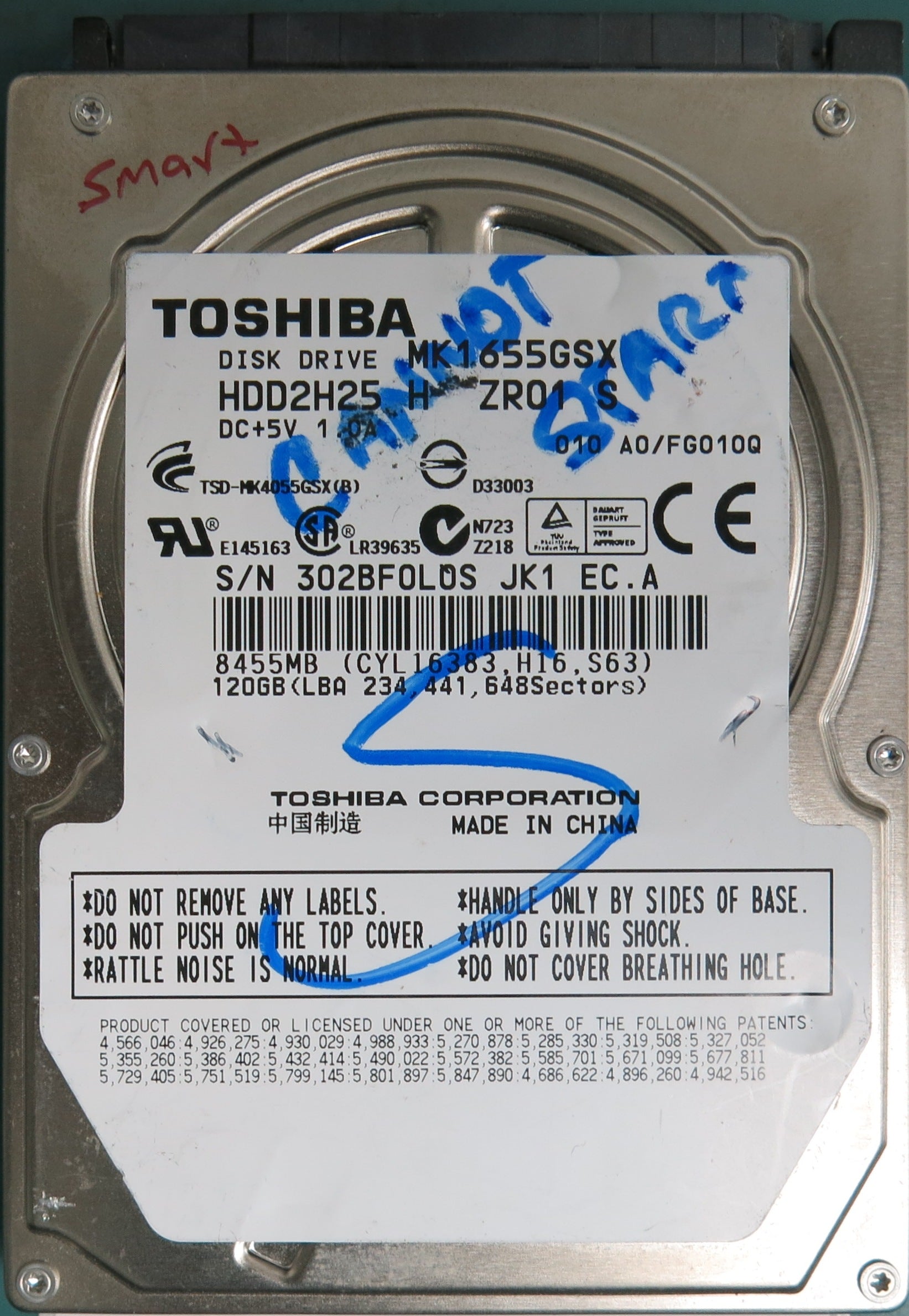 MK1655GSX, 120GB 2.5, G002439-0A