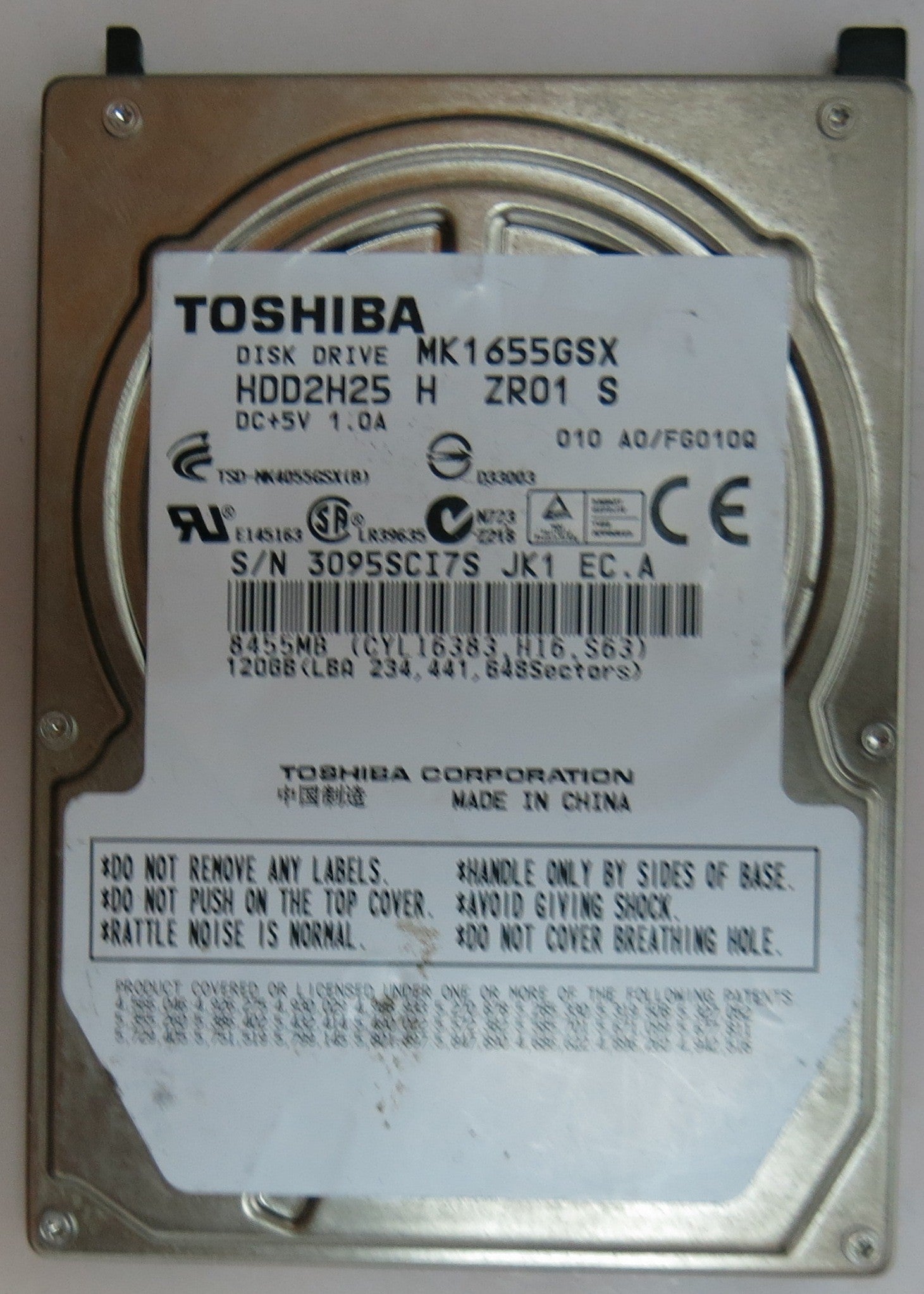 MK1655GSX HDD2H25 H ZR01 S G002439-0A PCB