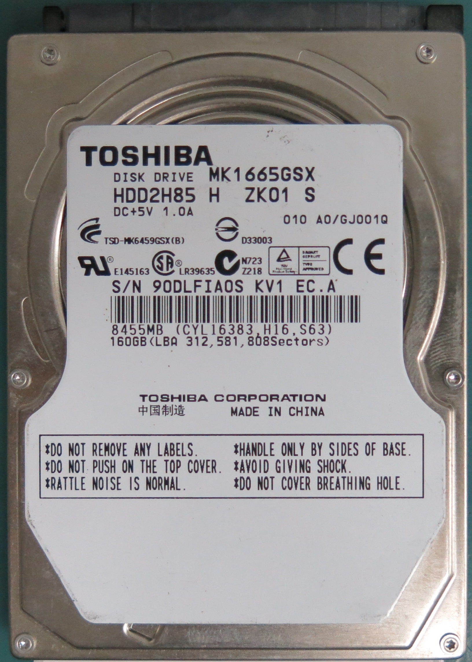 MK1665GSX, 160GB 2.5, PCB: G002641A