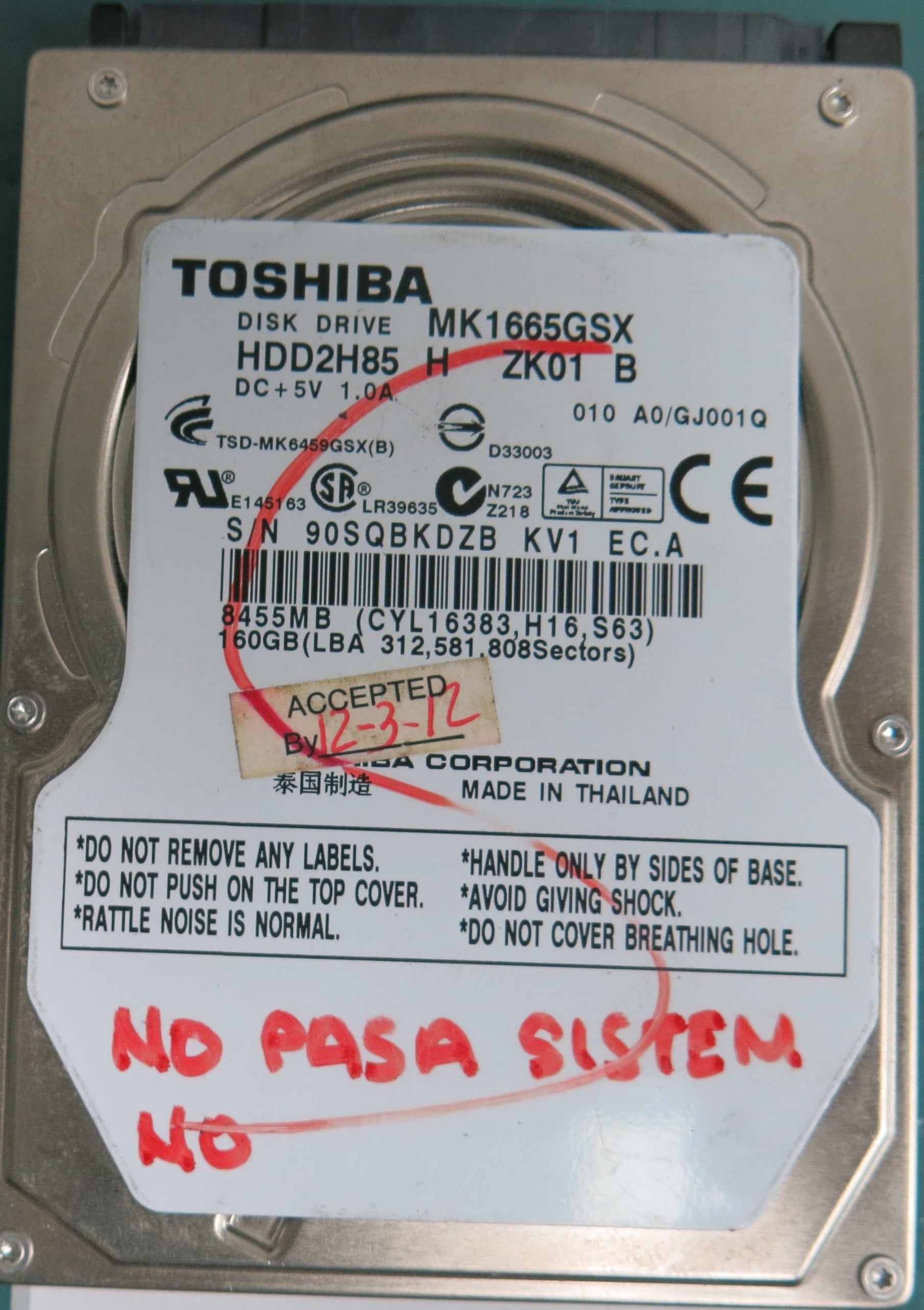 MK1665GSX, 160GB 2.5