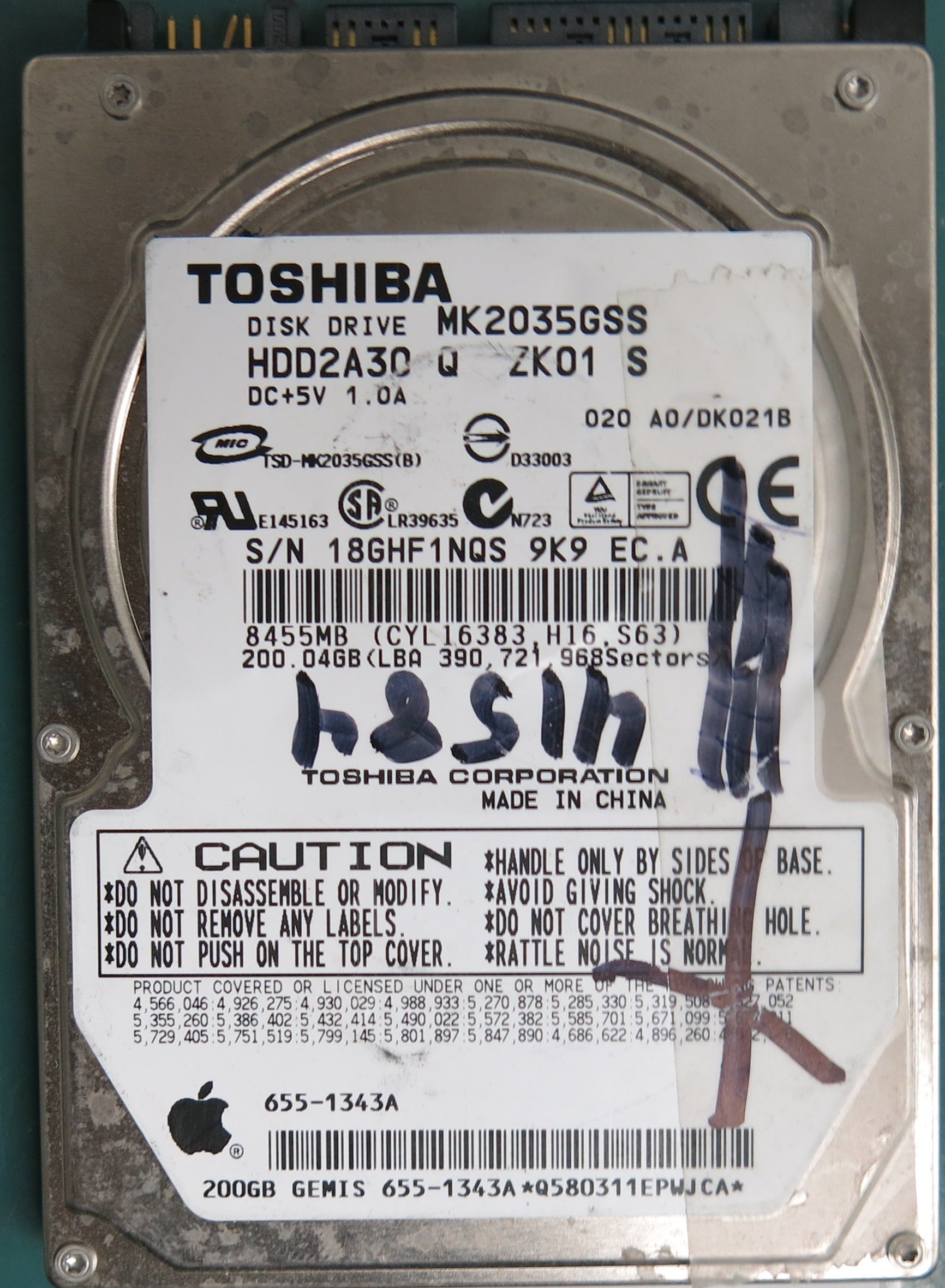 MK2035GSS, 200GB 2.5, PCB: G58001590000-A